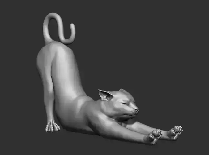 Cat Streching 3D Print  Model