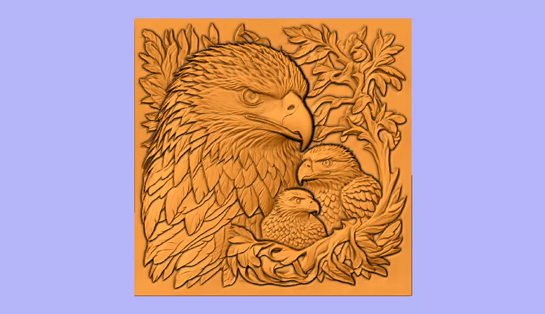 AGUIA E FILHOTES BAS RELIEF 3D model_0