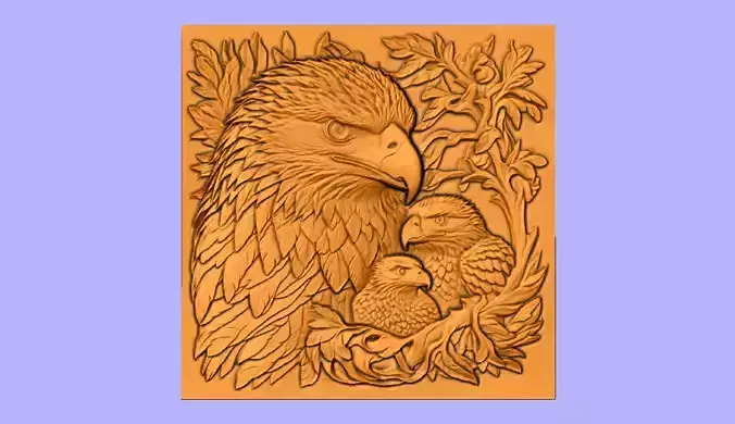 AGUIA E FILHOTES BAS RELIEF