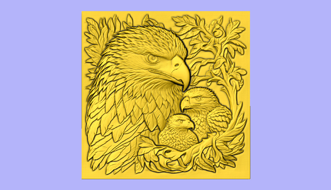 AGUIA E FILHOTES BAS RELIEF 3D model_1