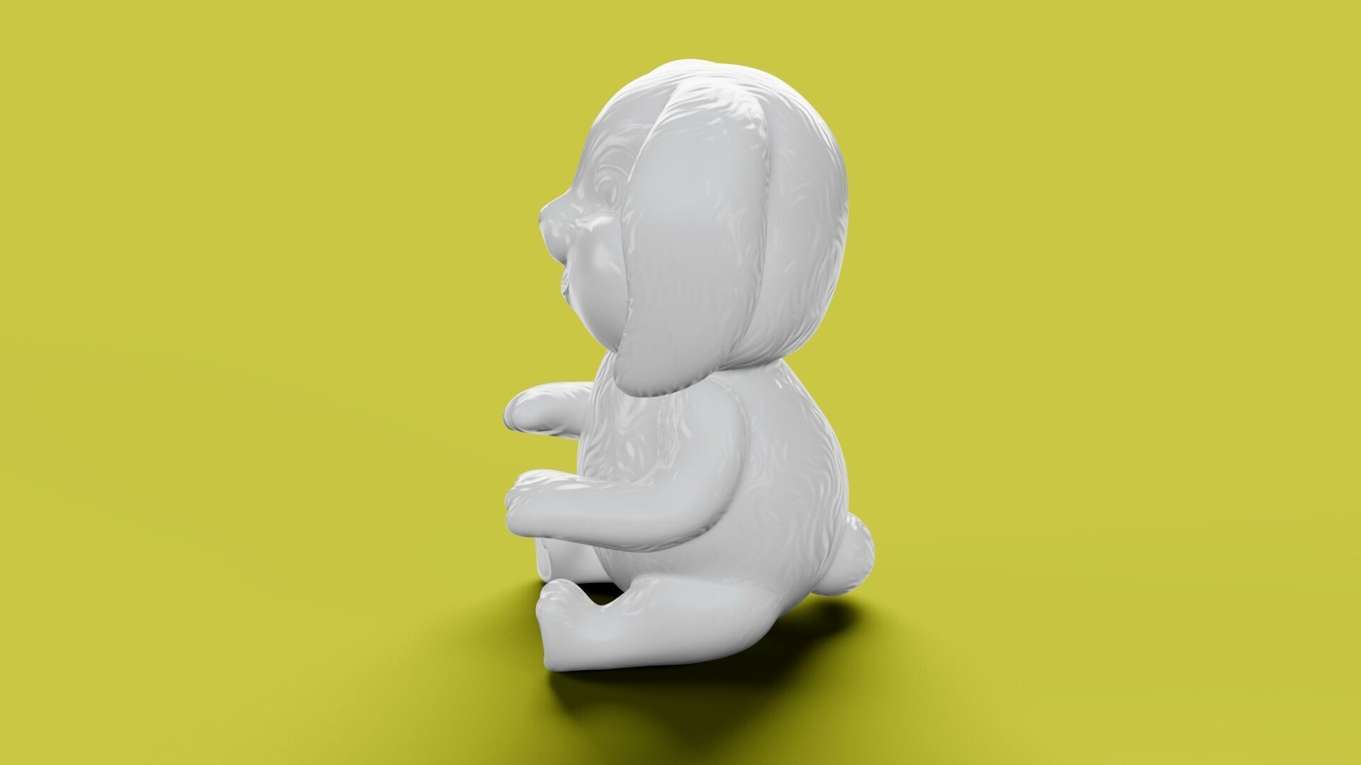 Bunny sitting Low-poly 3D model_3