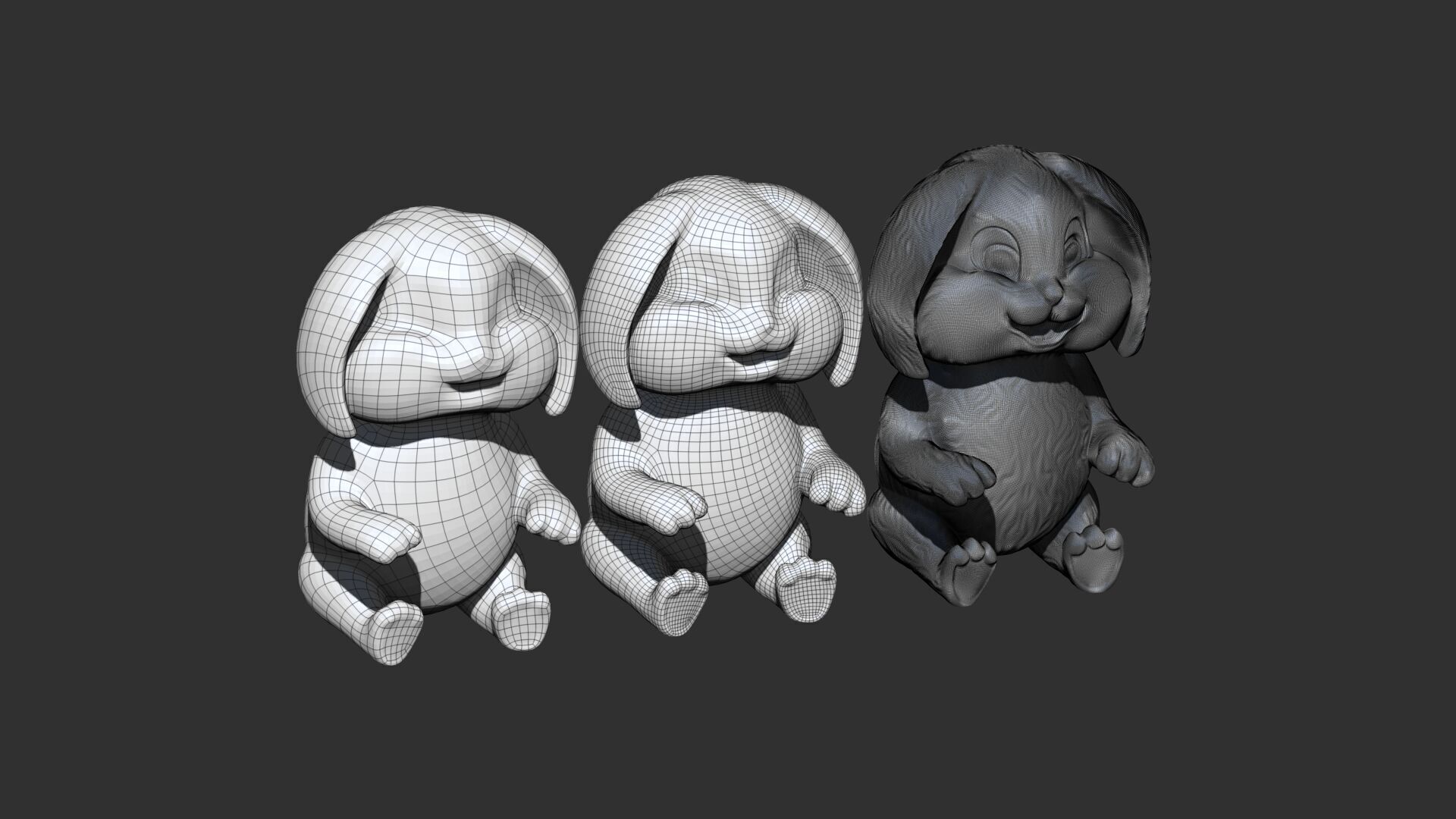 Bunny sitting Low-poly 3D model_5