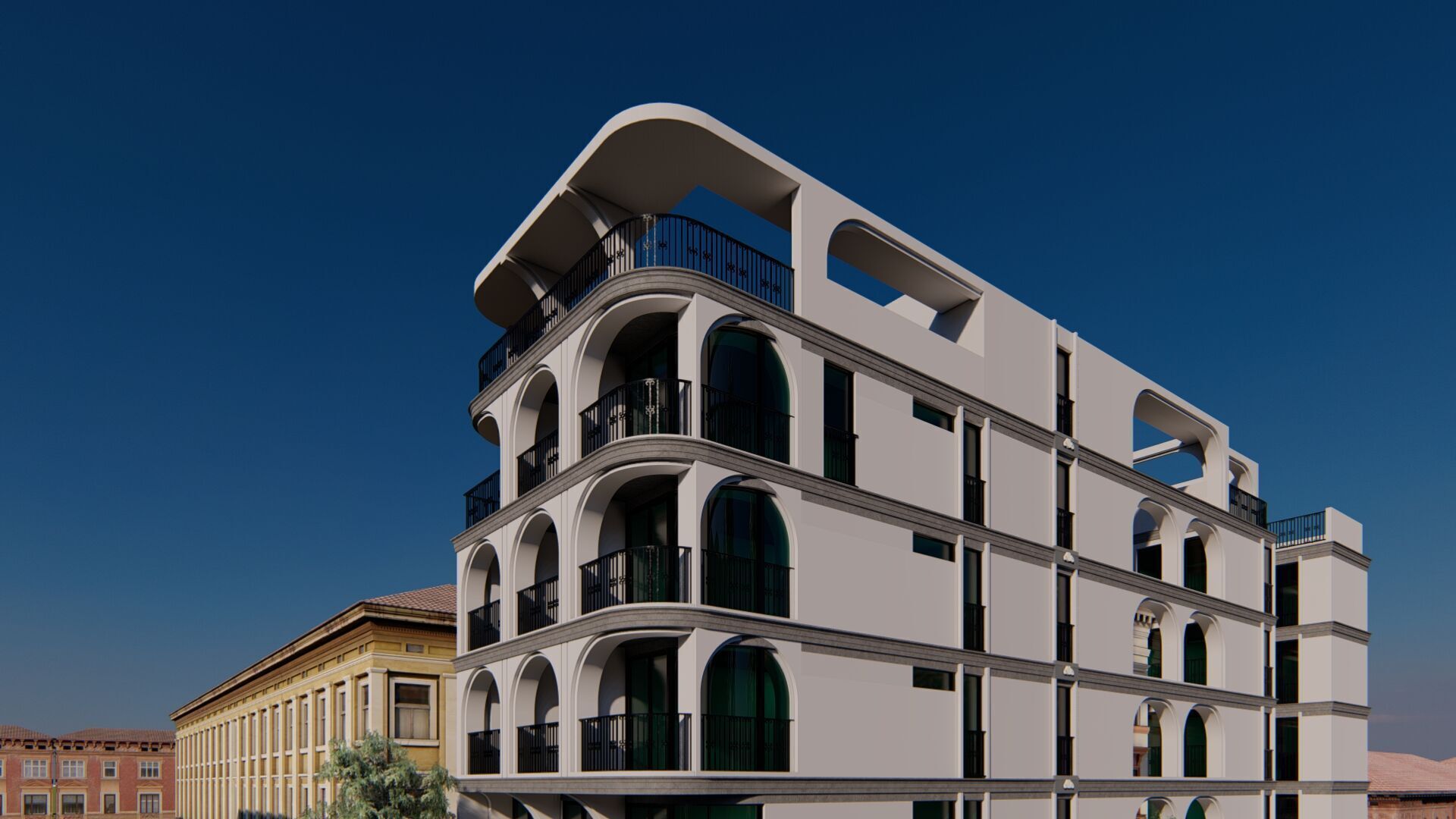 Classic stone facade-Building Classic Facade Element 3D model_17