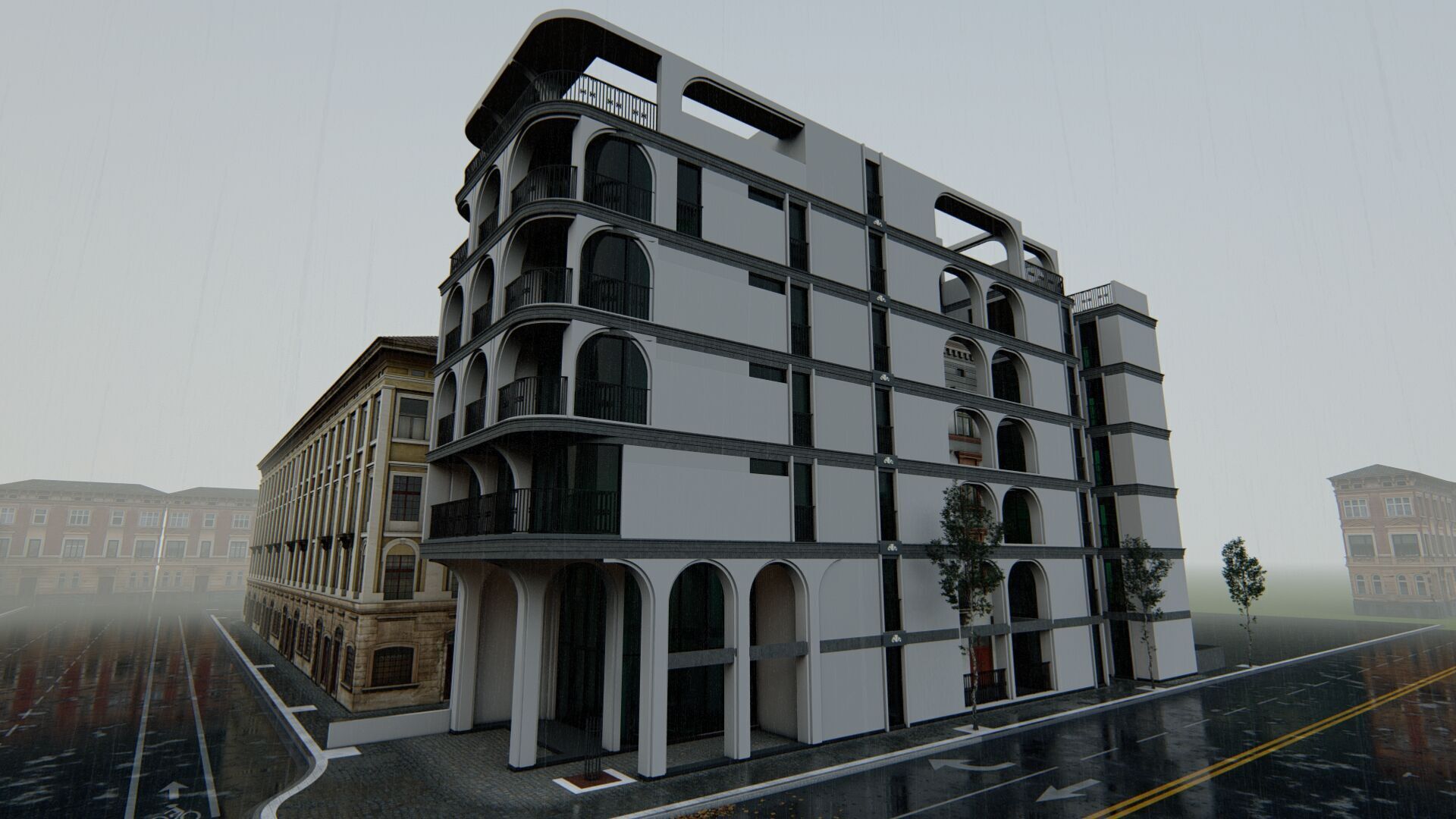 Classic stone facade-Building Classic Facade Element 3D model_19