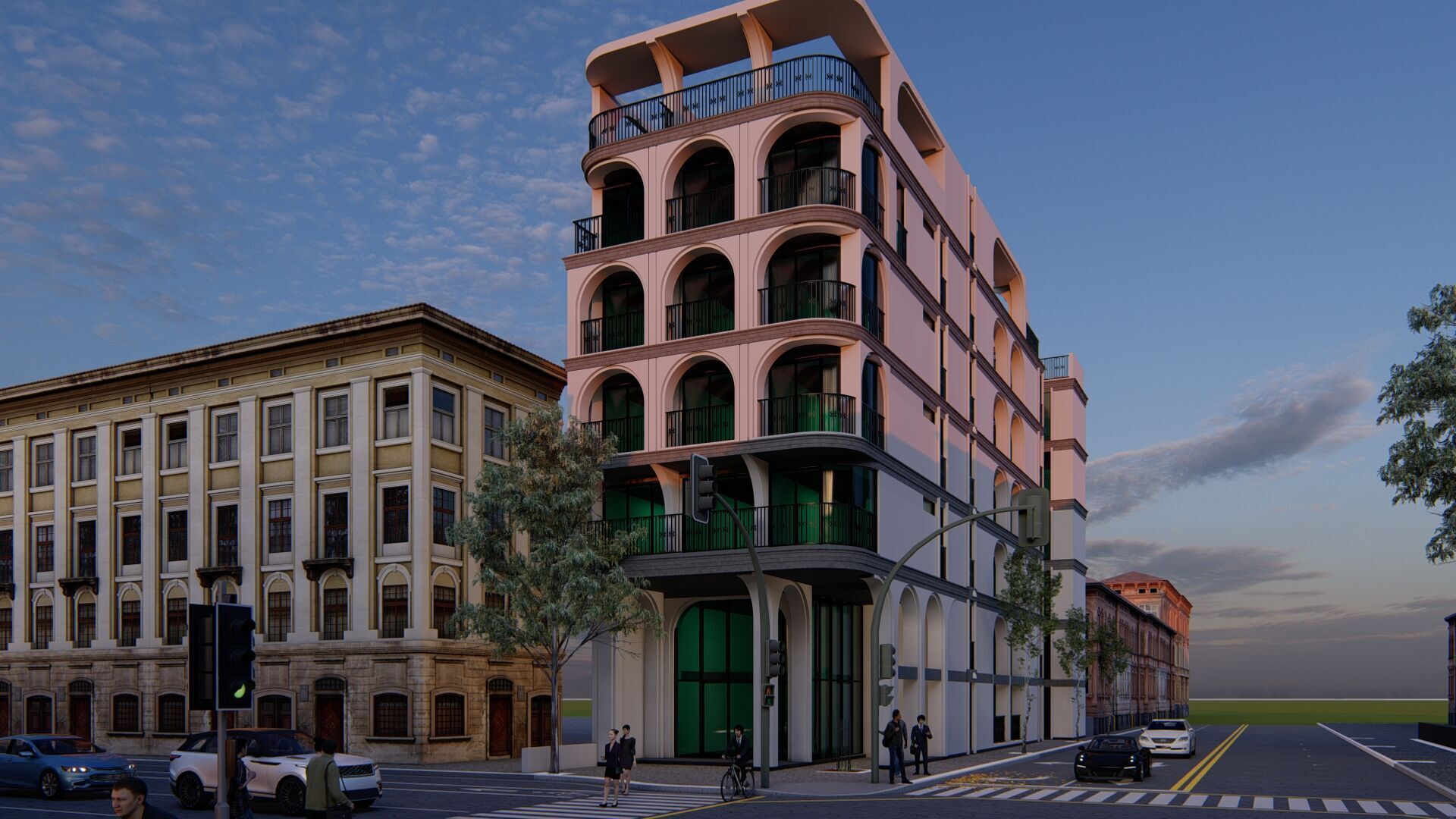 Classic stone facade-Building Classic Facade Element 3D model_5