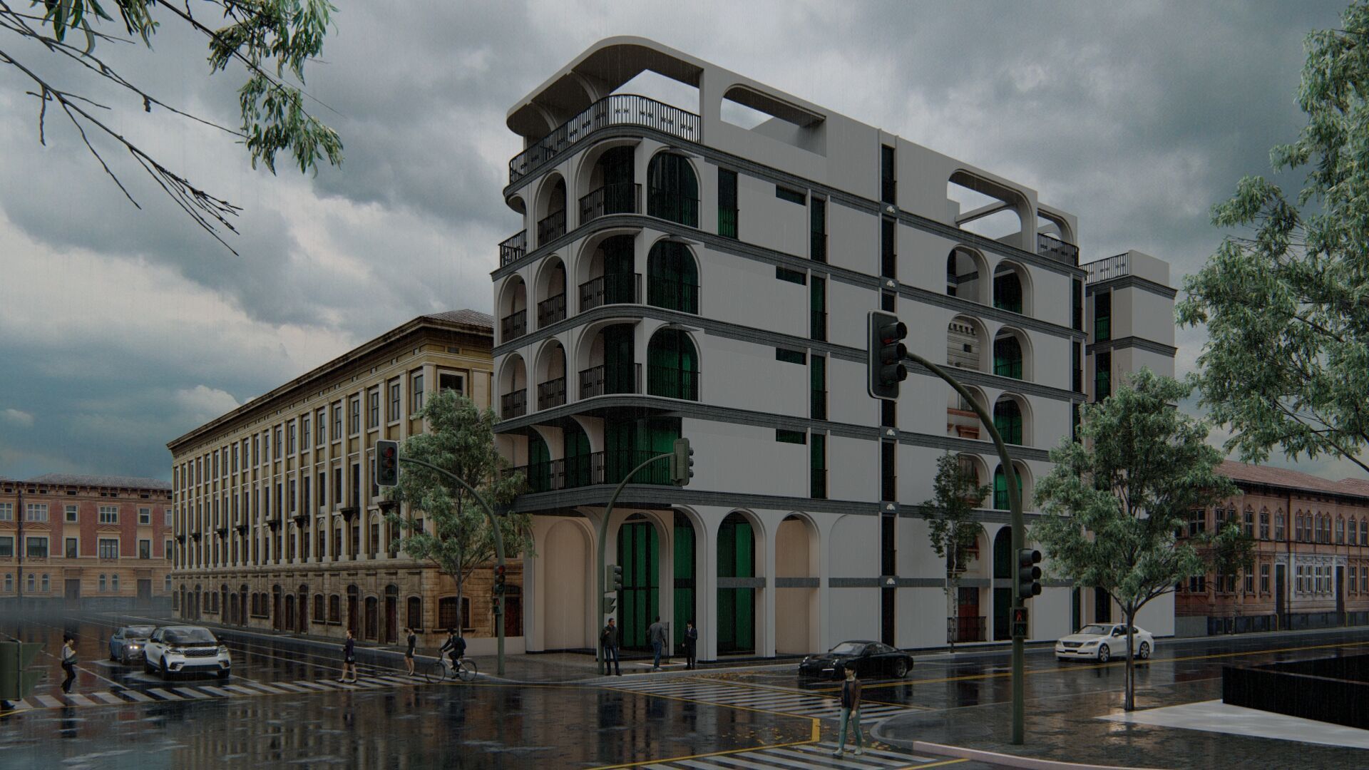 Classic stone facade-Building Classic Facade Element 3D model_14