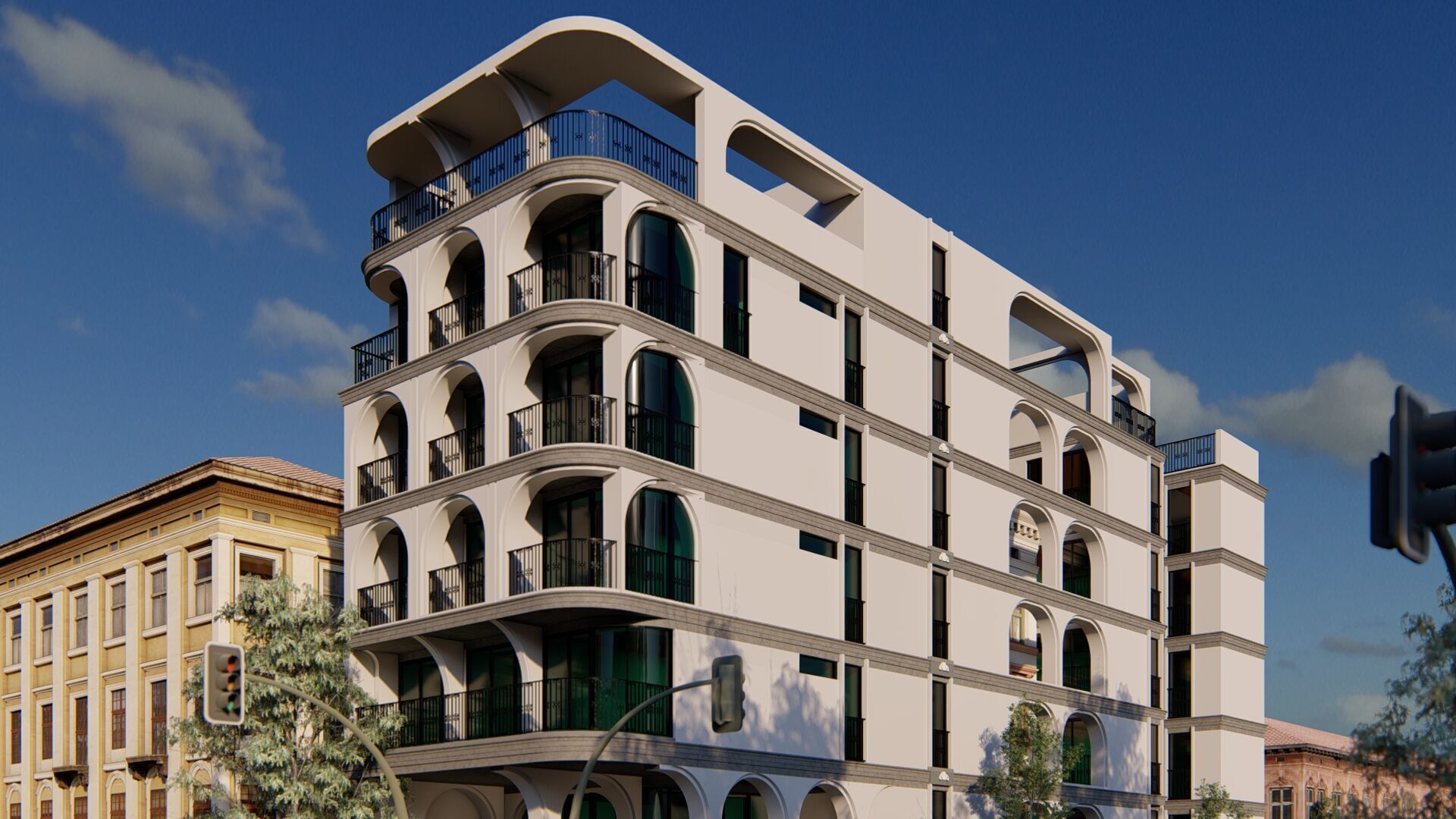 Classic stone facade-Building Classic Facade Element 3D model_13