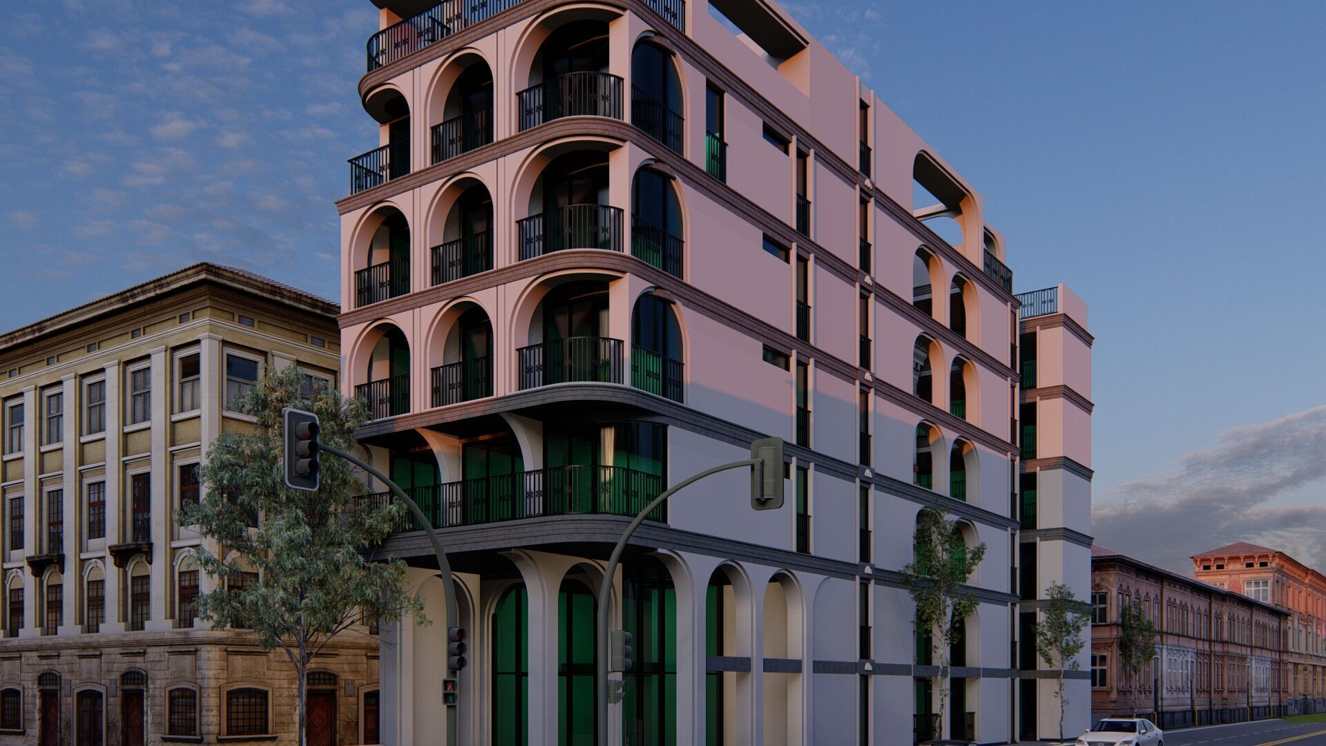 Classic stone facade-Building Classic Facade Element 3D model_6