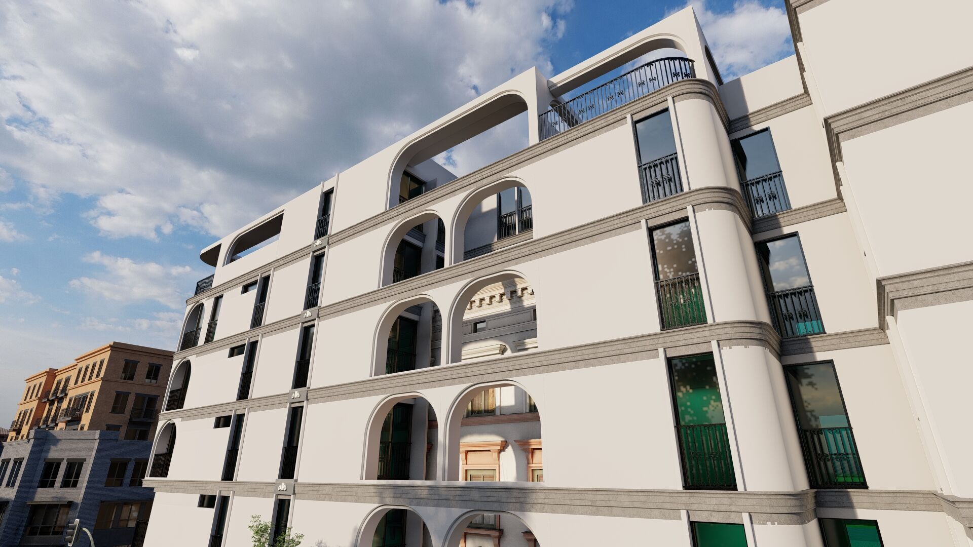 Classic stone facade-Building Classic Facade Element 3D model_10