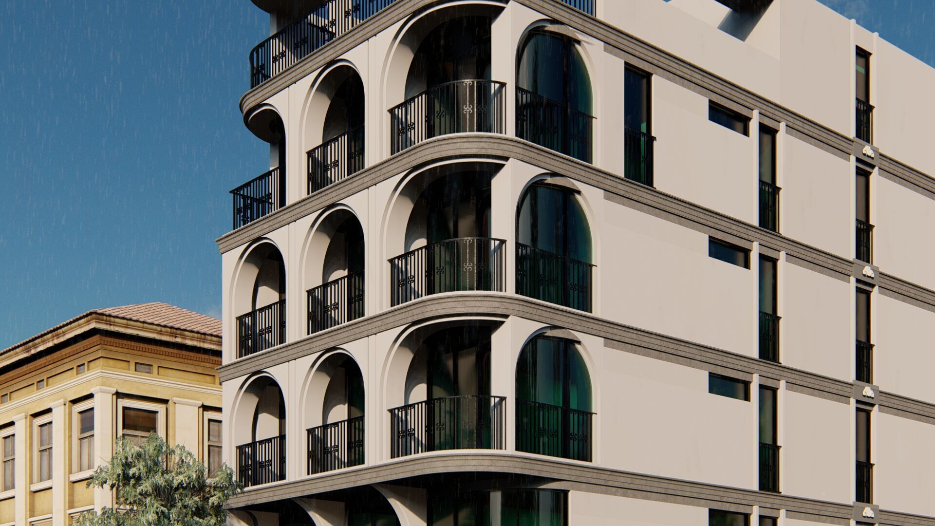 Classic stone facade-Building Classic Facade Element 3D model_16