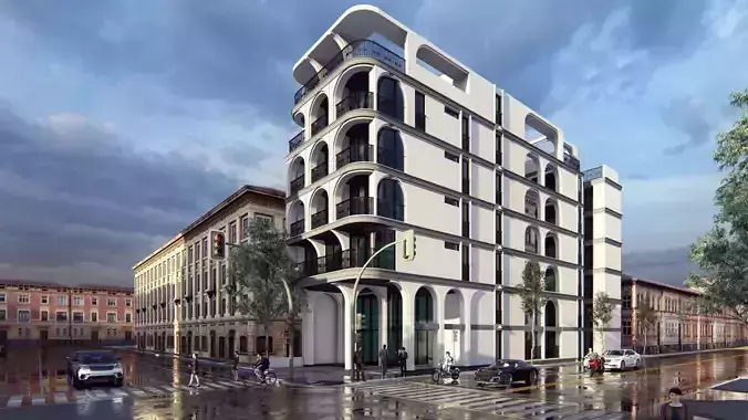 Classic stone facade-Building Classic Facade Element  3D model