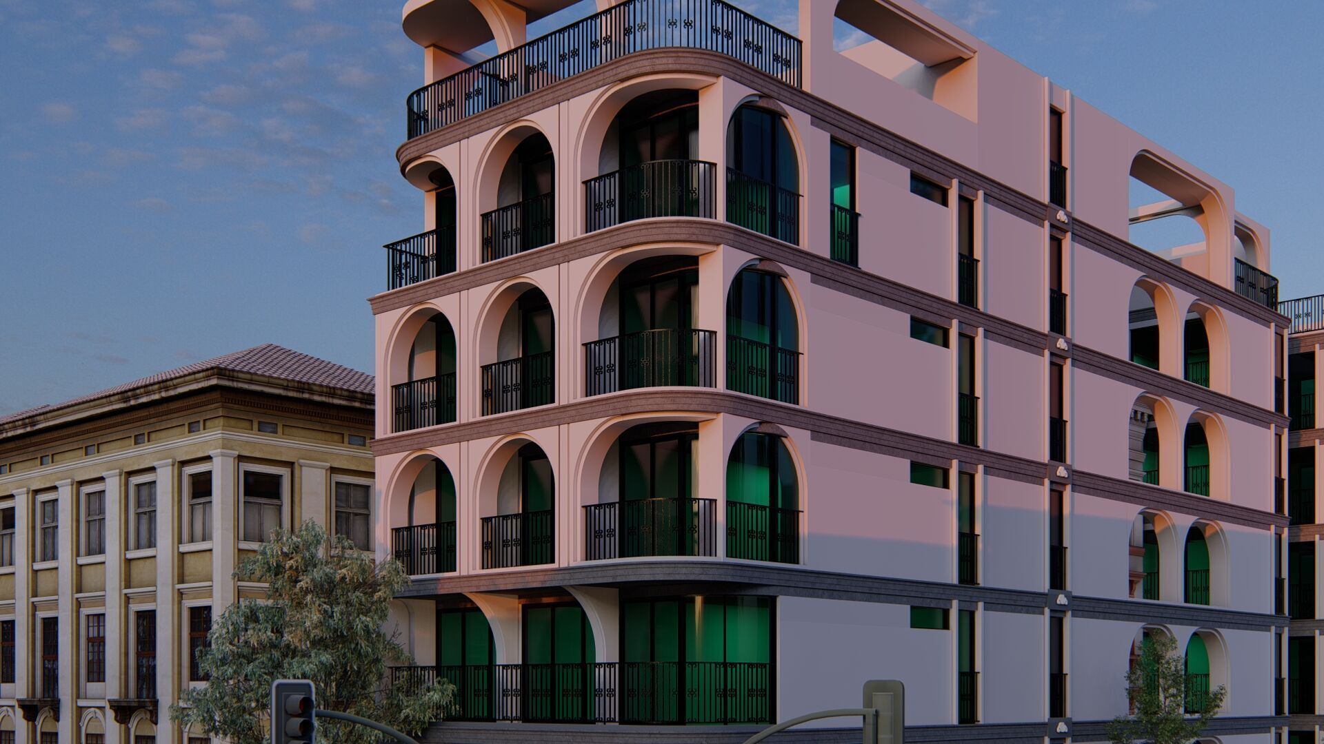 Classic stone facade-Building Classic Facade Element 3D model_8