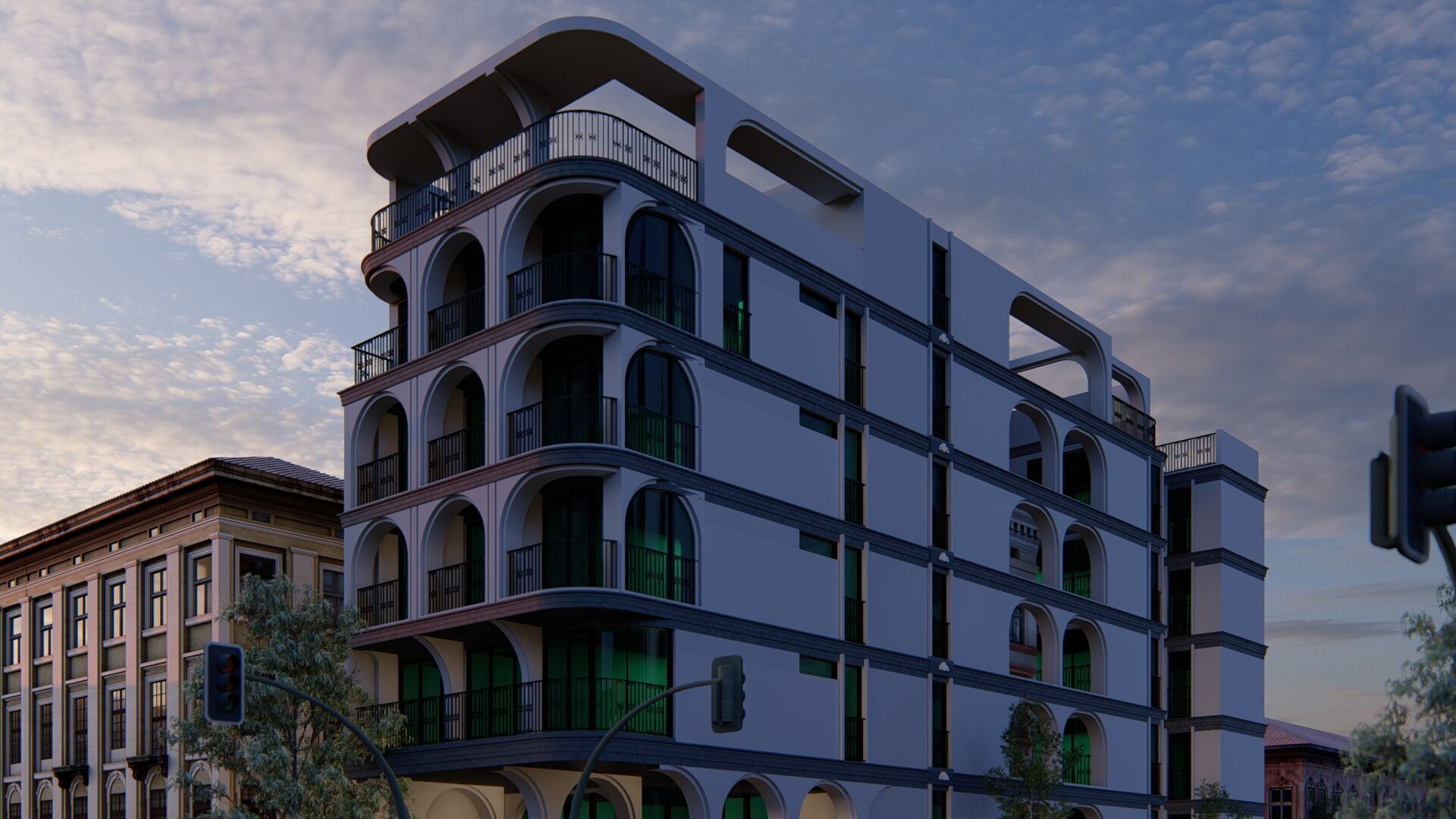 Classic stone facade-Building Classic Facade Element 3D model_4