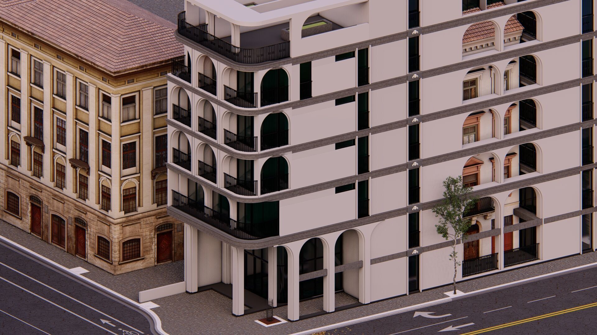 Classic stone facade-Building Classic Facade Element 3D model_9