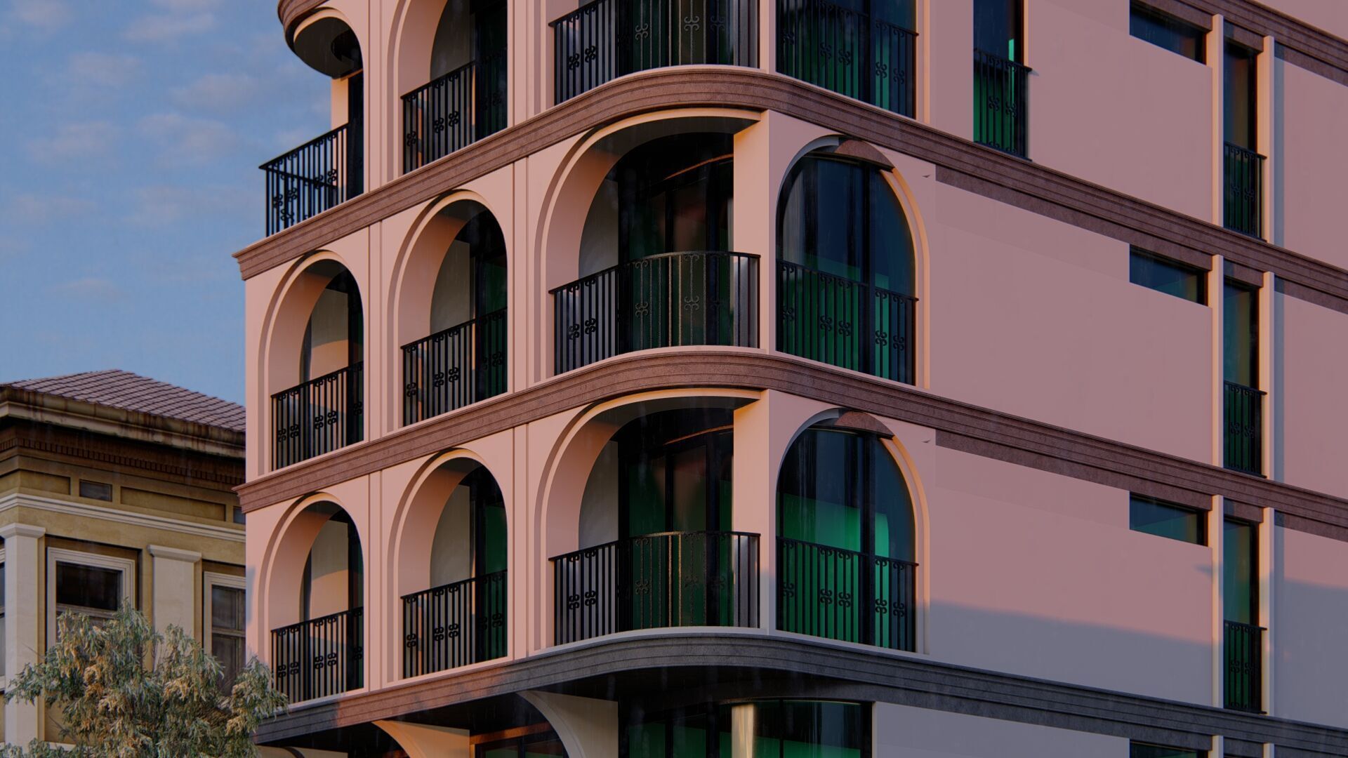 Classic stone facade-Building Classic Facade Element 3D model_7