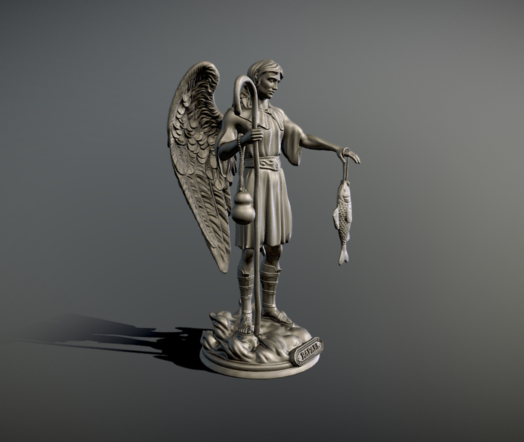 Statue St Raphael Archangel 3D print model_3