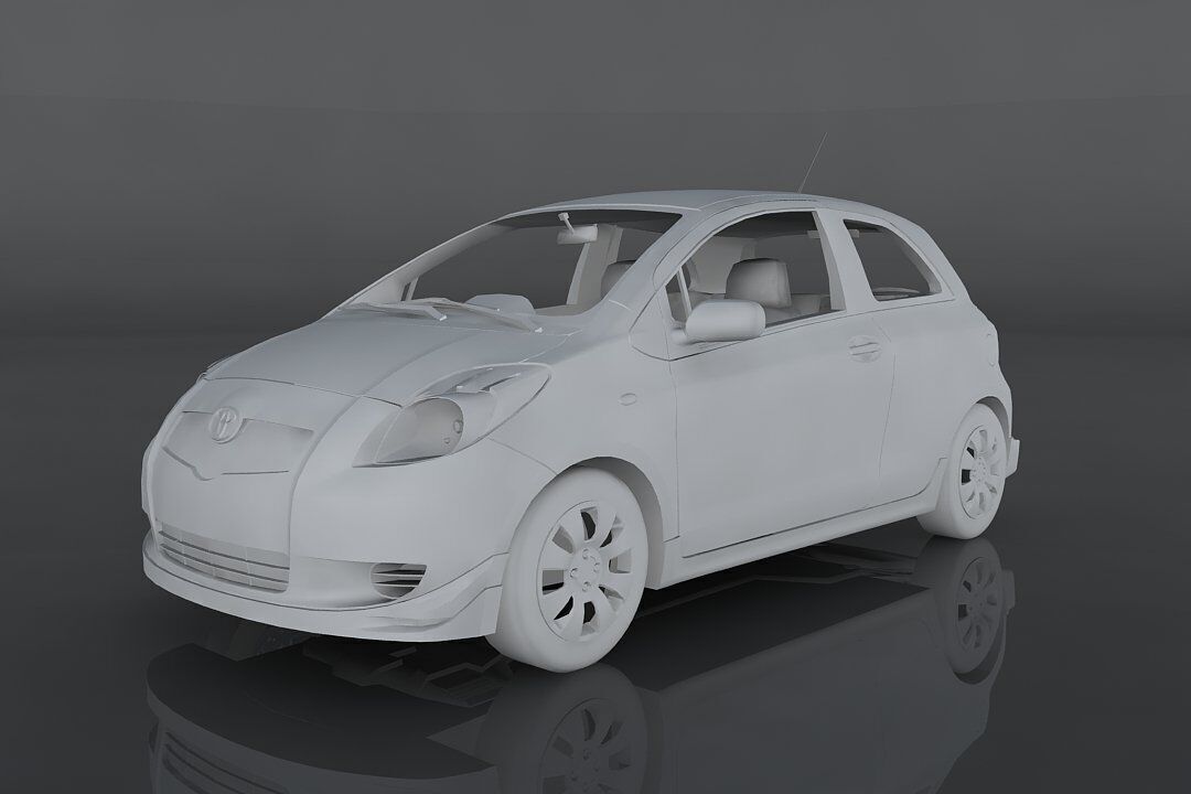 Toyota Yaris S Low-poly 3D model_9