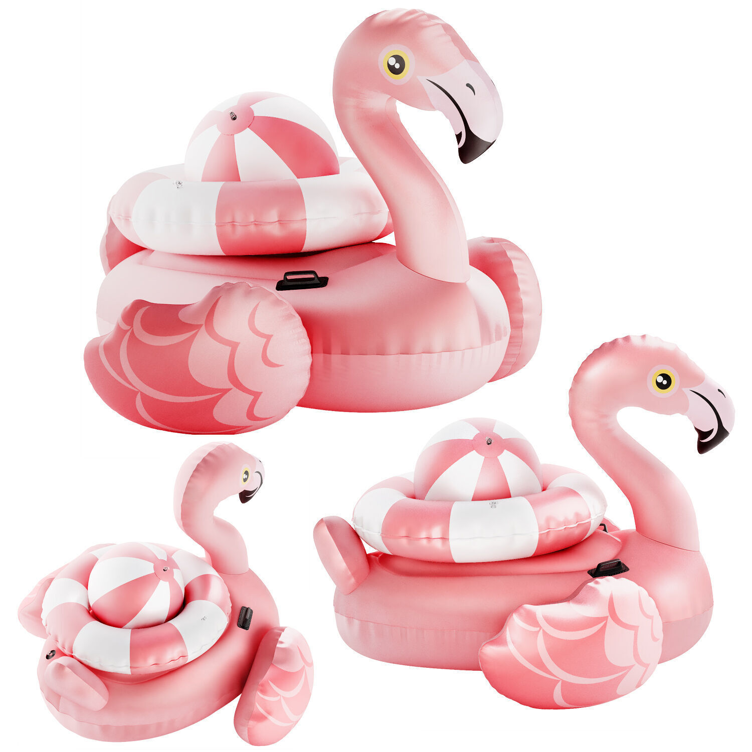 pink intex mega flamingo Inflatable Island with ring and ball 3D model_4