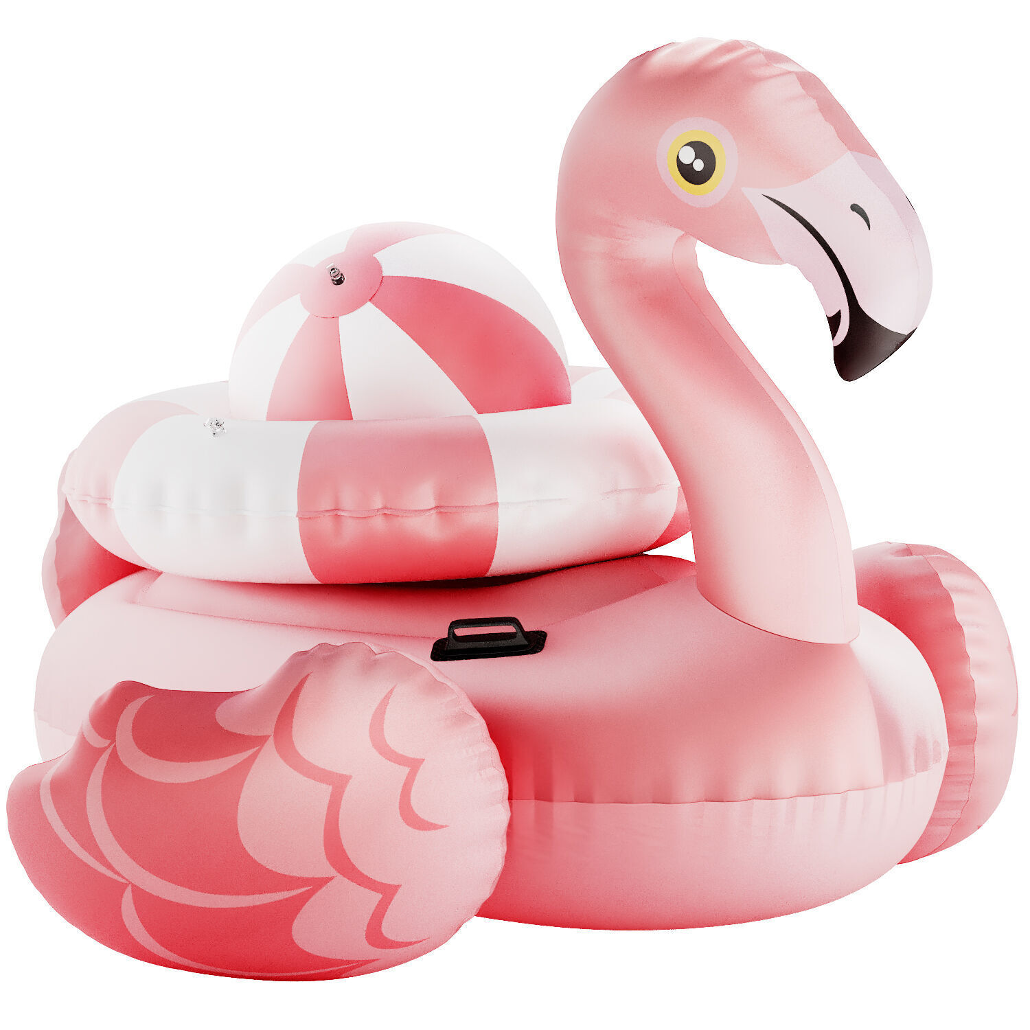 pink intex mega flamingo Inflatable Island with ring and ball 3D model_1