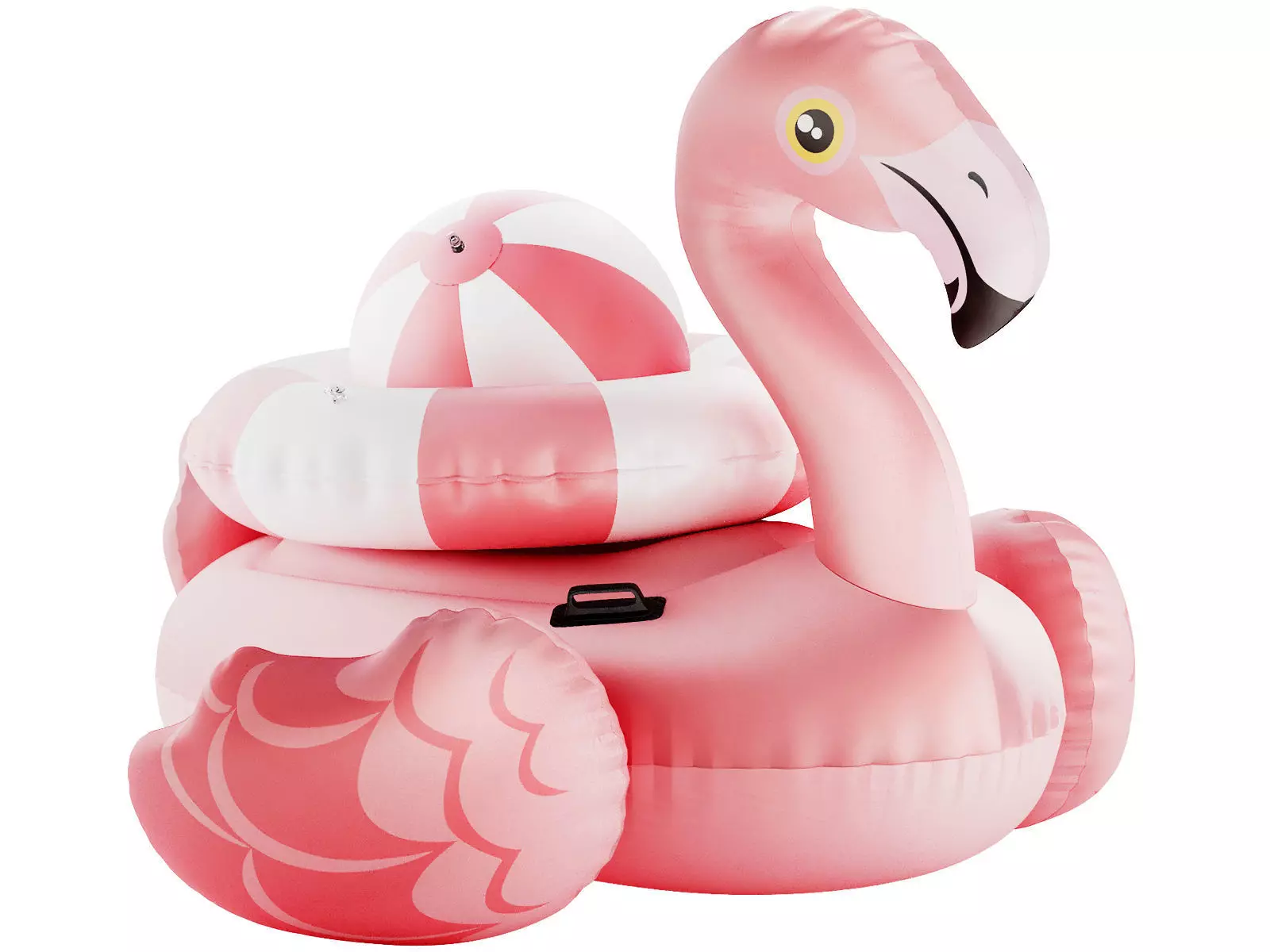 pink intex mega flamingo Inflatable Island with ring and ball 3D model_0