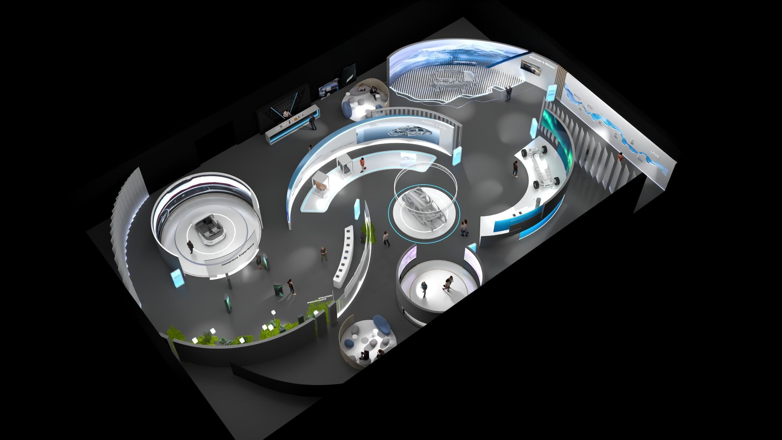 Modular Exhibition System  museum display stand 3D model_1