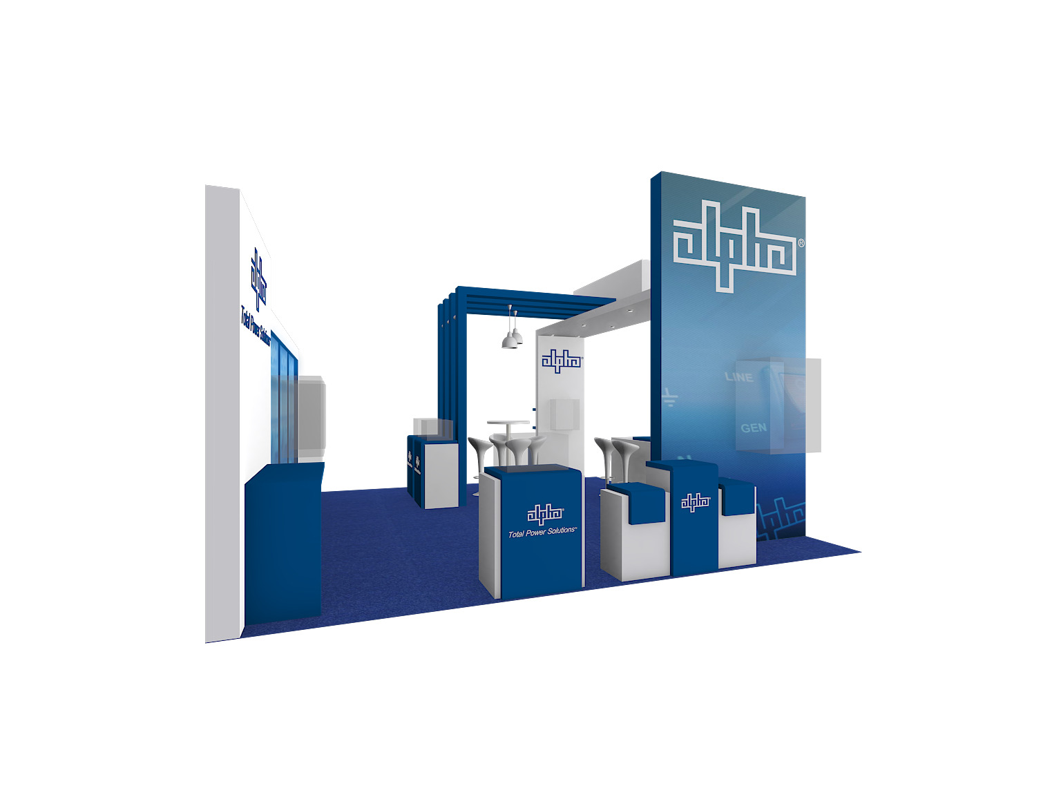Exhibition Booth Design 6m x 6m - island booth Low-poly 3D model_3