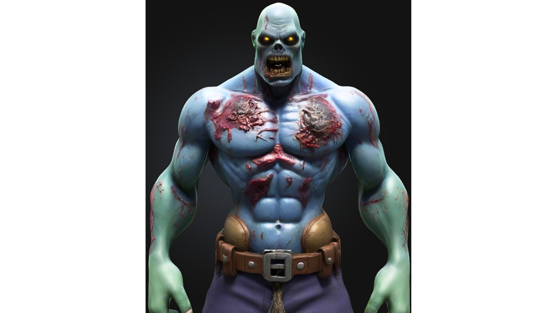 Zombie Blue Military Game Low Poly Stylized Low-poly 3D model_3
