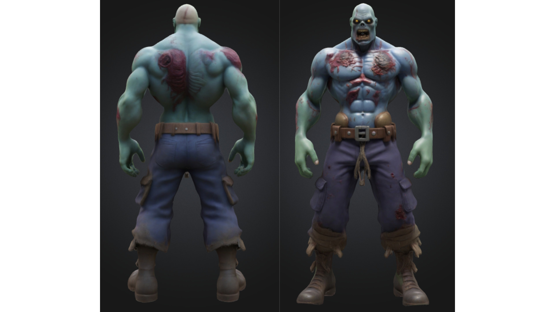 Zombie Blue Military Game Low Poly Stylized Low-poly 3D model_2