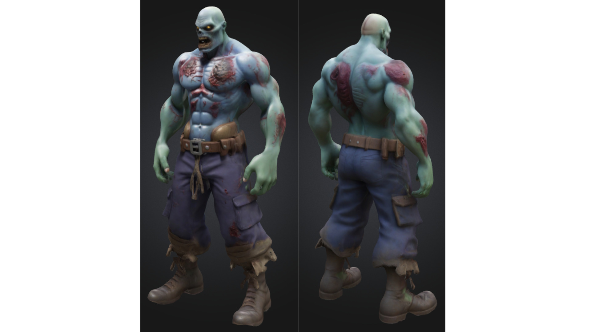 Zombie Blue Military Game Low Poly Stylized Low-poly 3D model_1