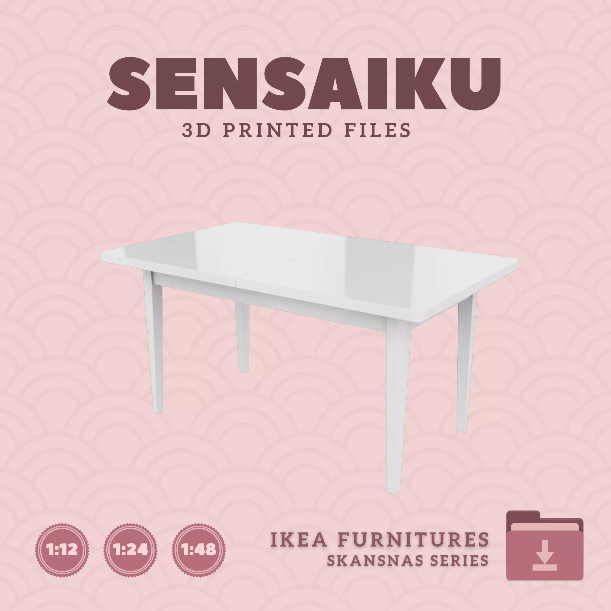 SKANSNAS Table 59 In for Miniature Dollhouse - IKEA - 3D Print 3D print model_0