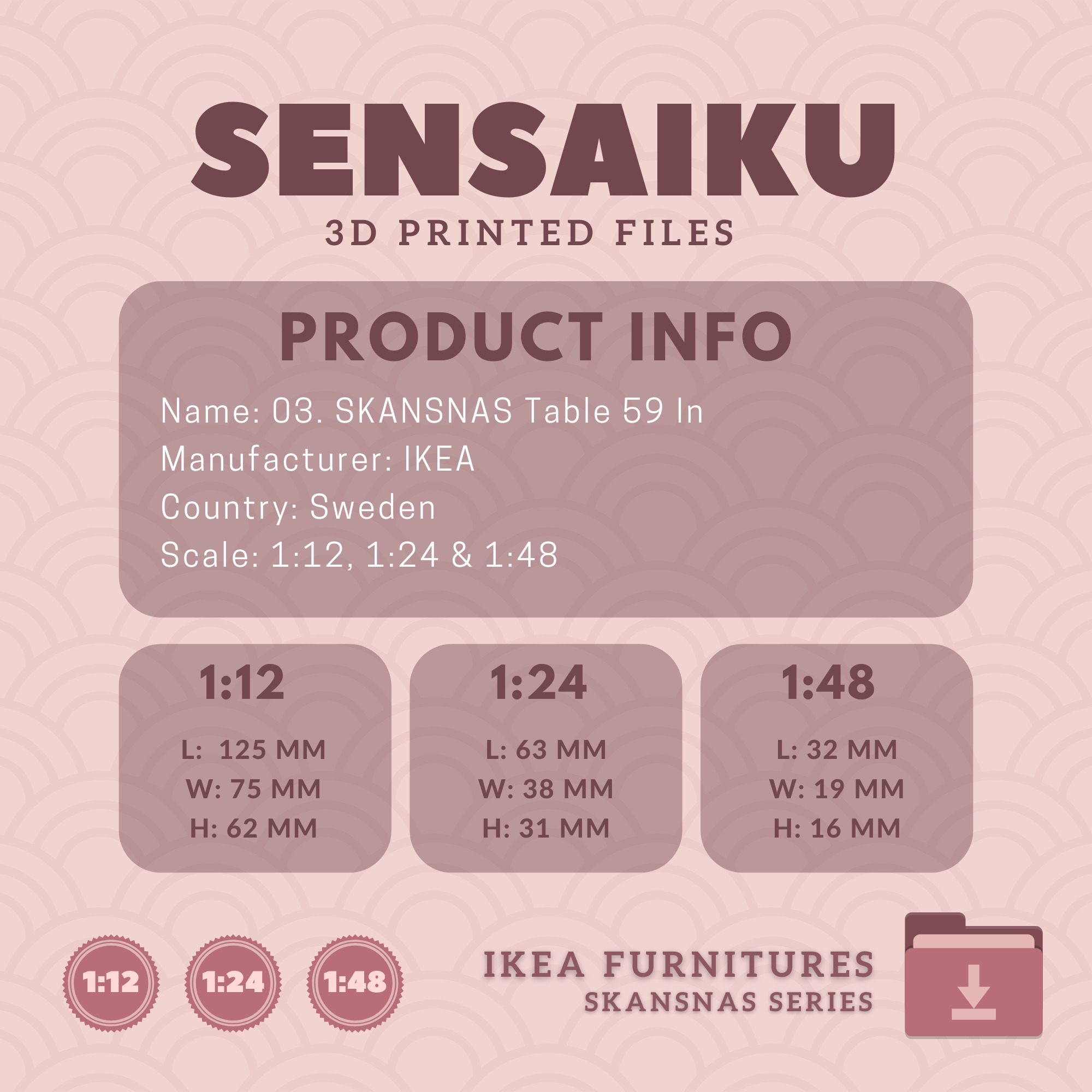 SKANSNAS Table 59 In for Miniature Dollhouse - IKEA - 3D Print 3D print model_4