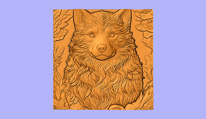 CACHORRO LOBO BAS RELIEF 3D model