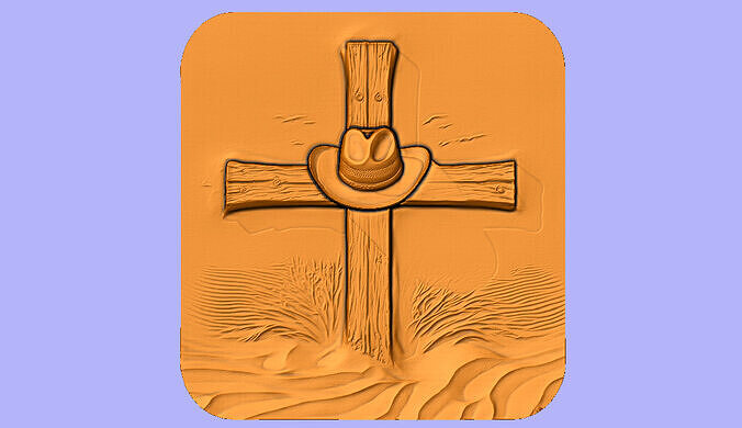 CHAPEU EM CRUZ BAS RELIEF 3D model