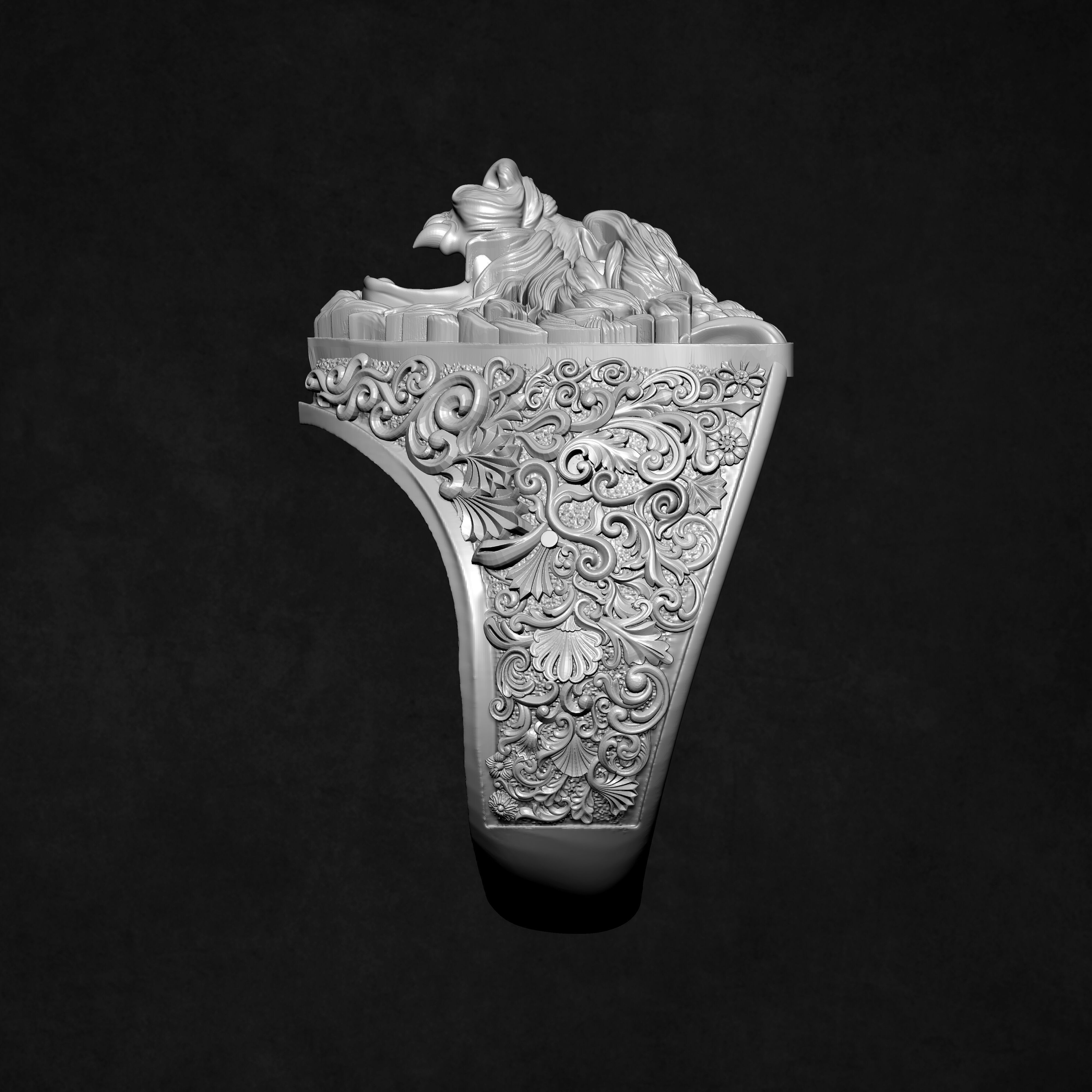 Angry Wolf Ring 3D print model_12