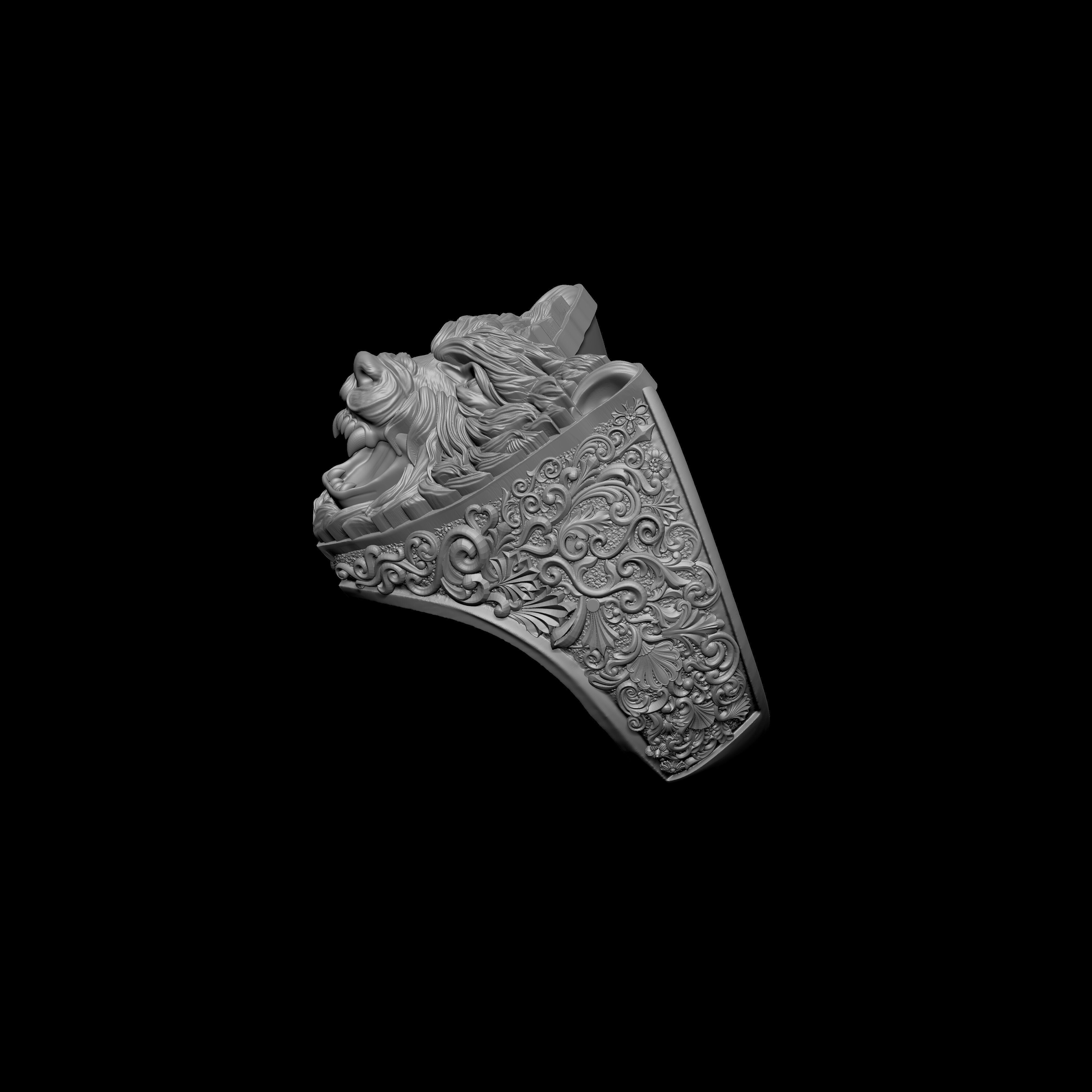 Angry Wolf Ring 3D print model_9