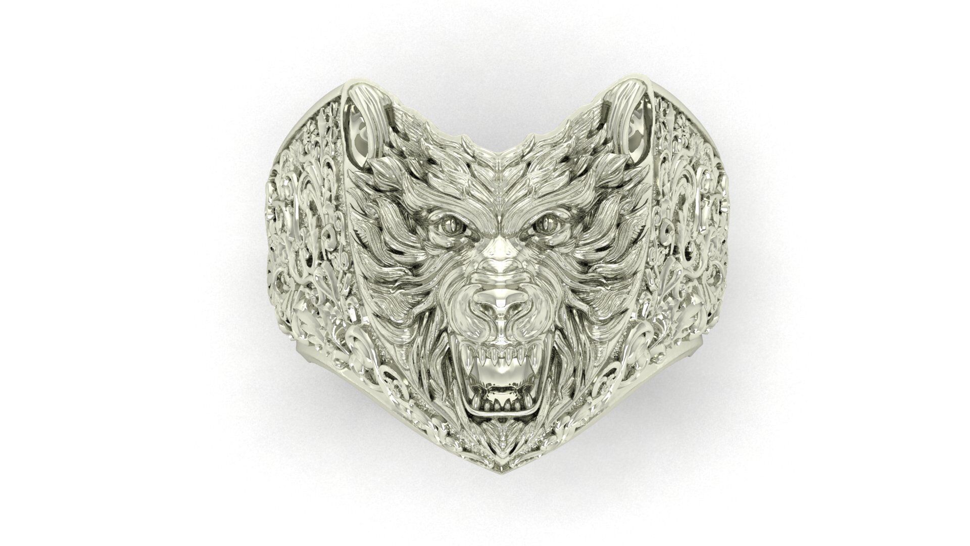 Angry Wolf Ring 3D print model_3