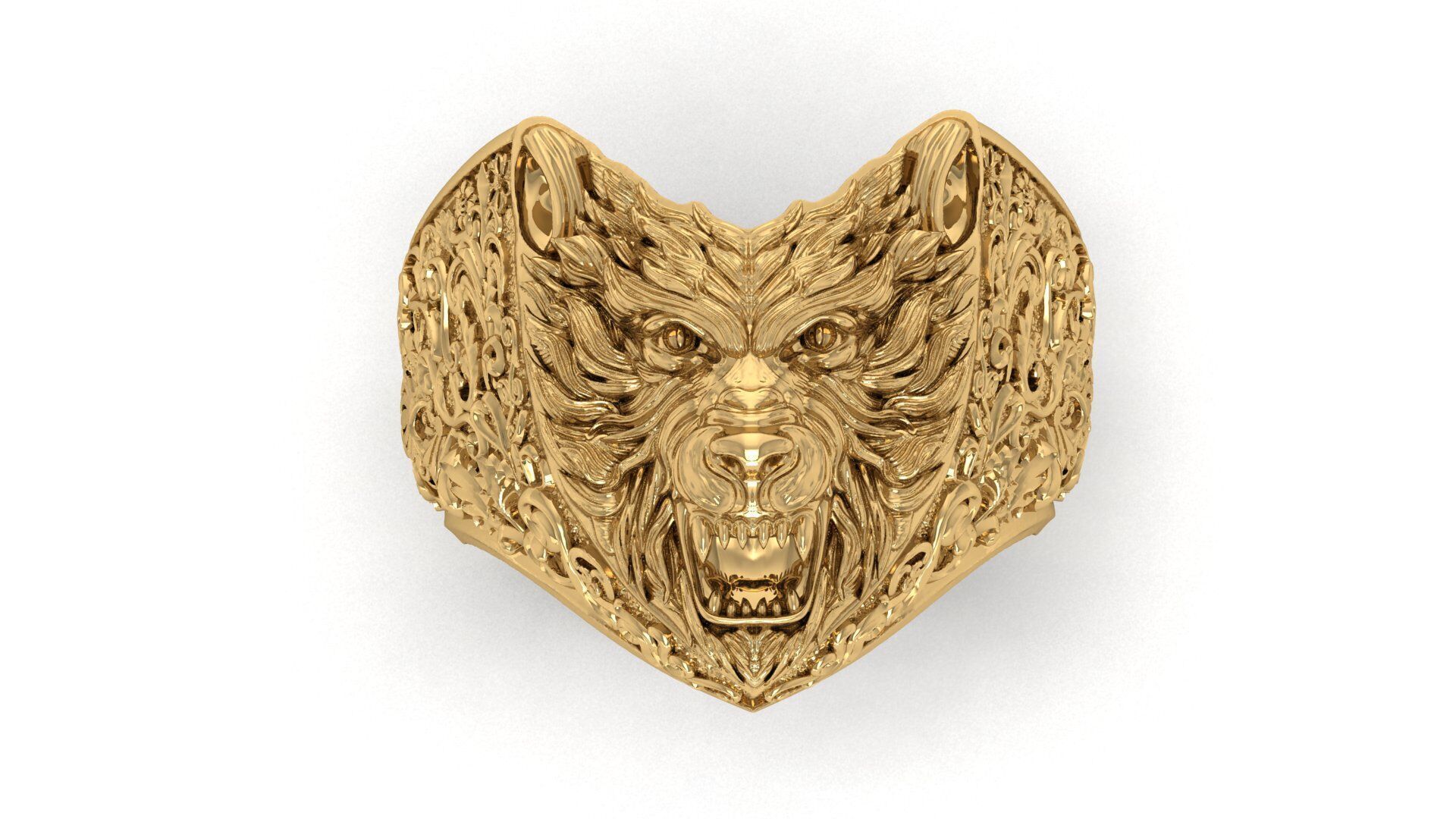 Angry Wolf Ring 3D print model_2
