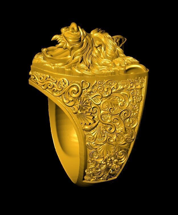 Angry Wolf Ring 3D print model_5