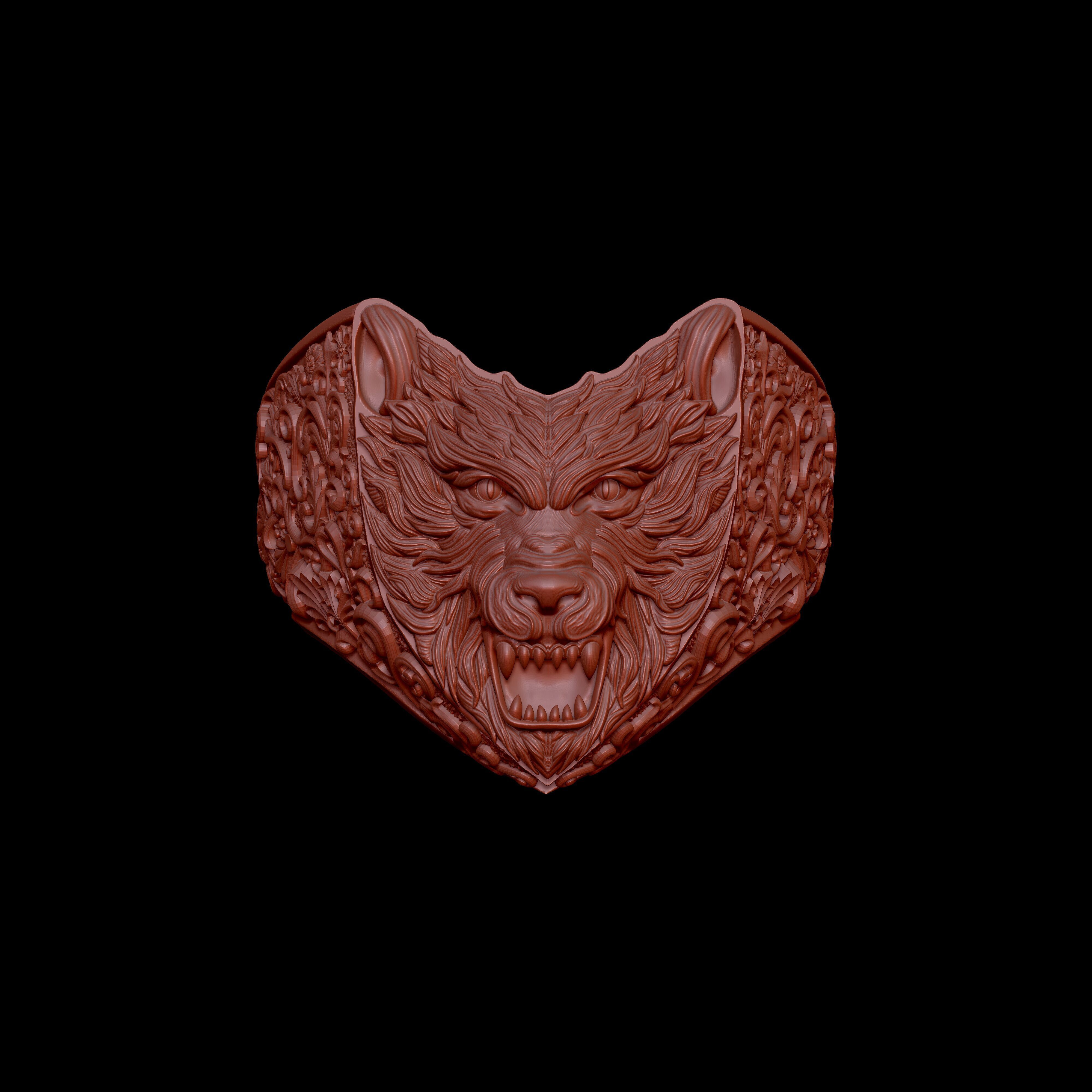 Angry Wolf Ring 3D print model_6