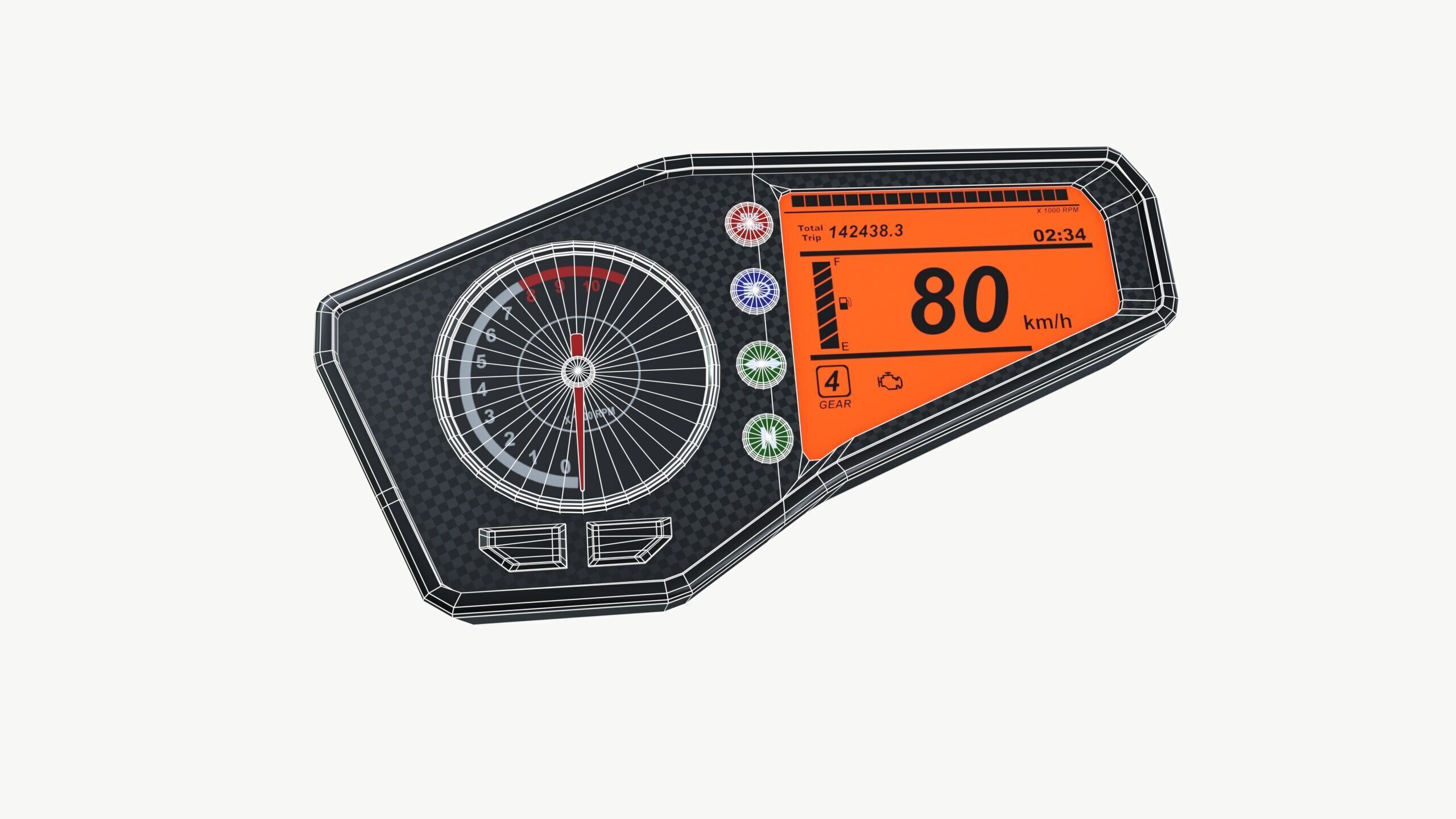 Meter console Low-poly 3D model_6