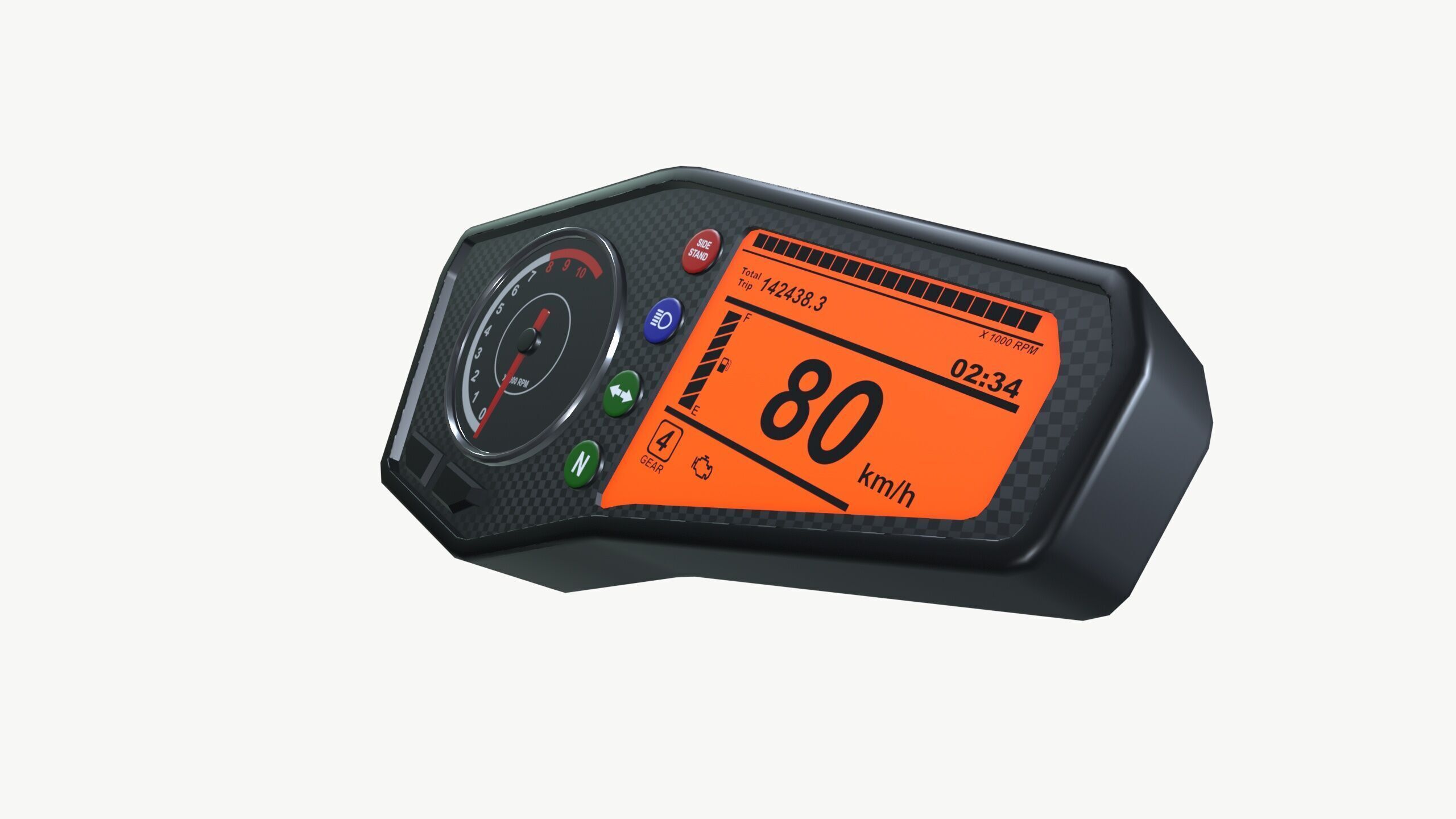 Meter console Low-poly 3D model_2