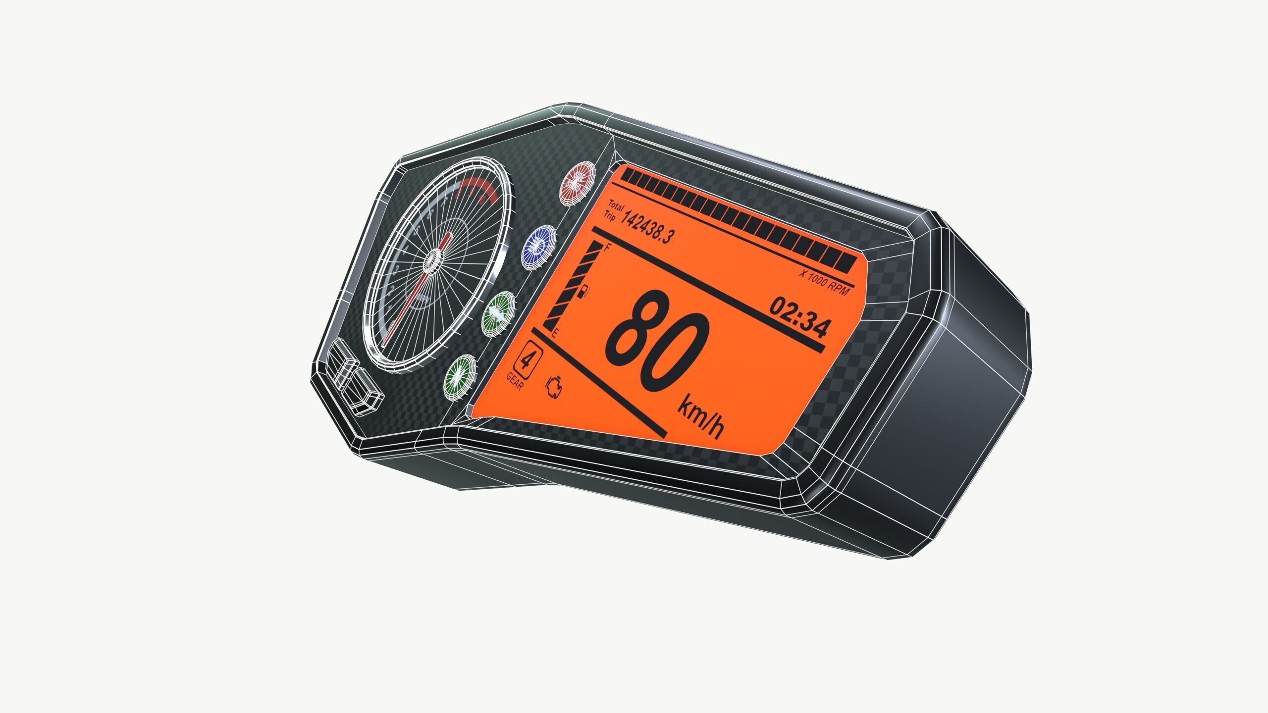 Meter console Low-poly 3D model_7