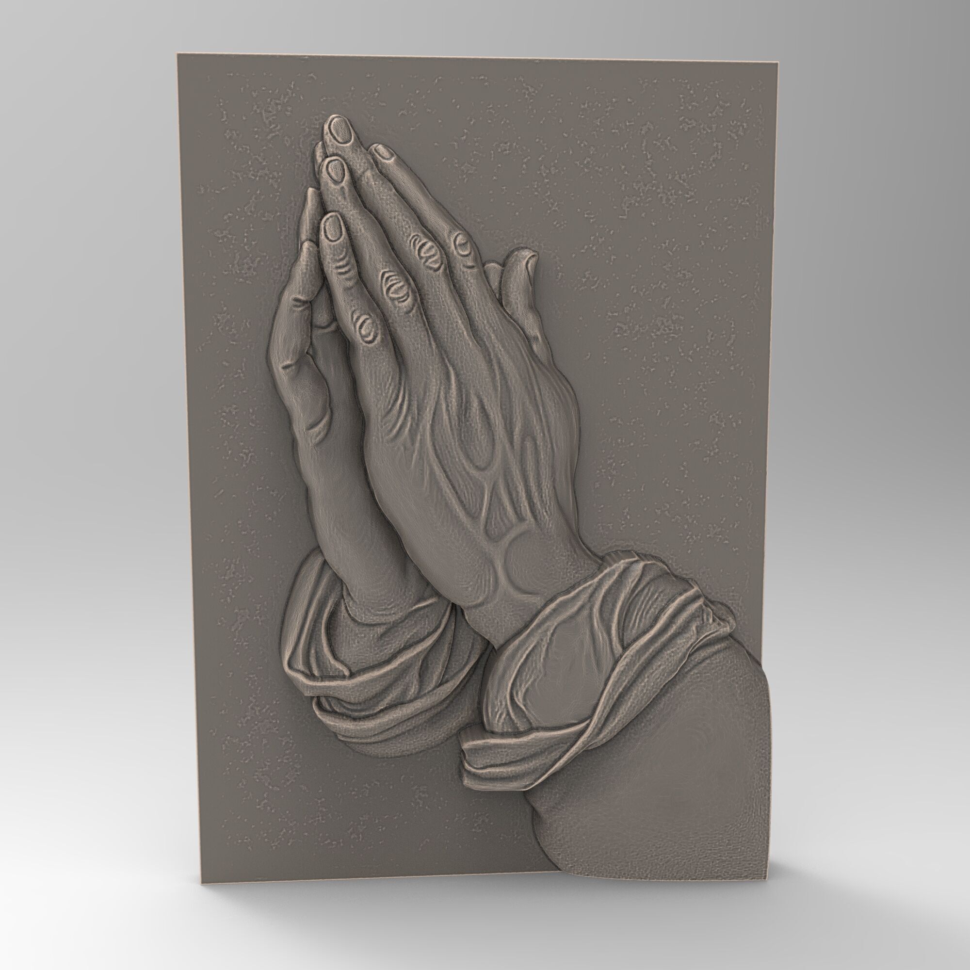 Praying Hands Relief Religious Plaque - Detailed Decor 3D print model_2