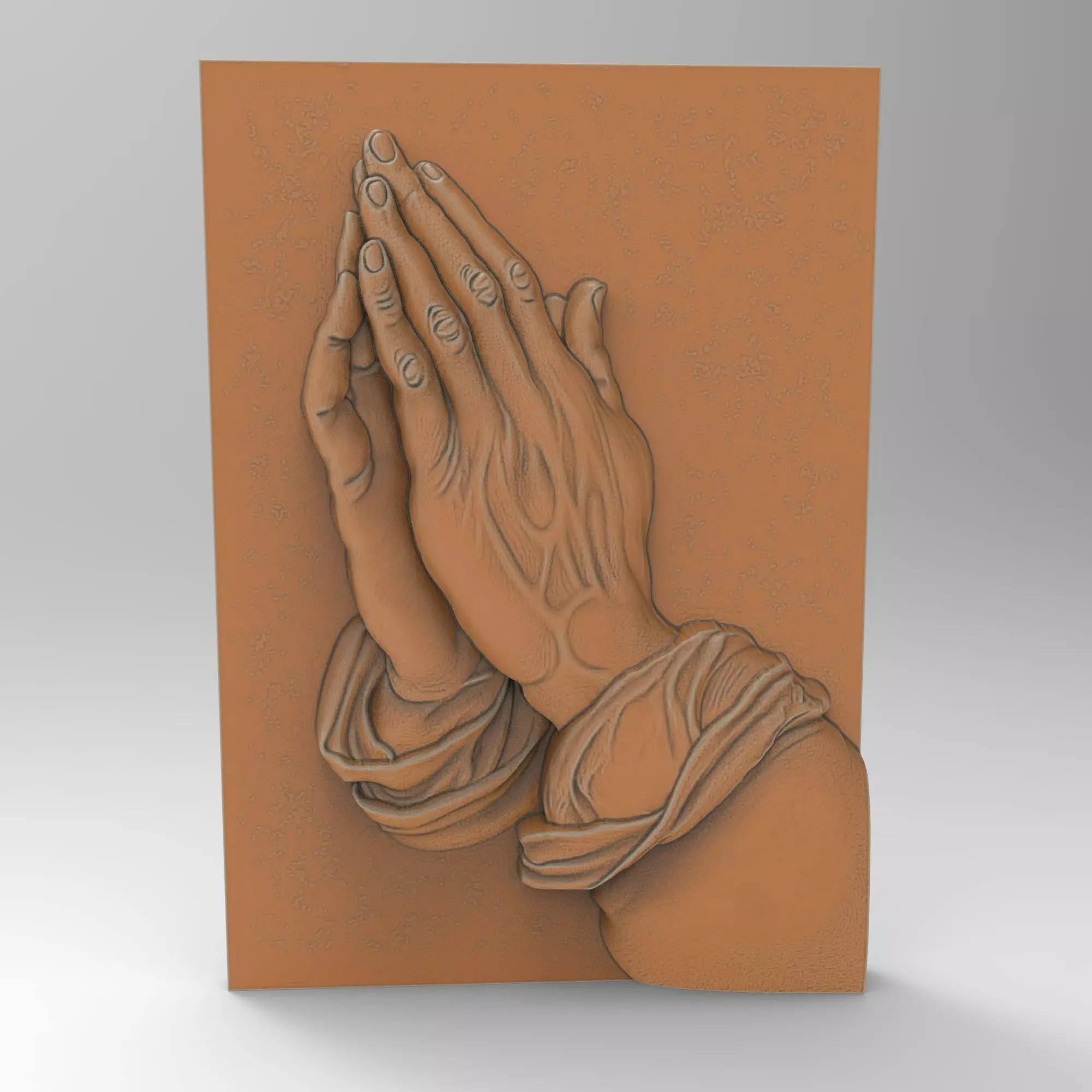 Praying Hands Relief Religious Plaque - Detailed Decor 3D print model_0