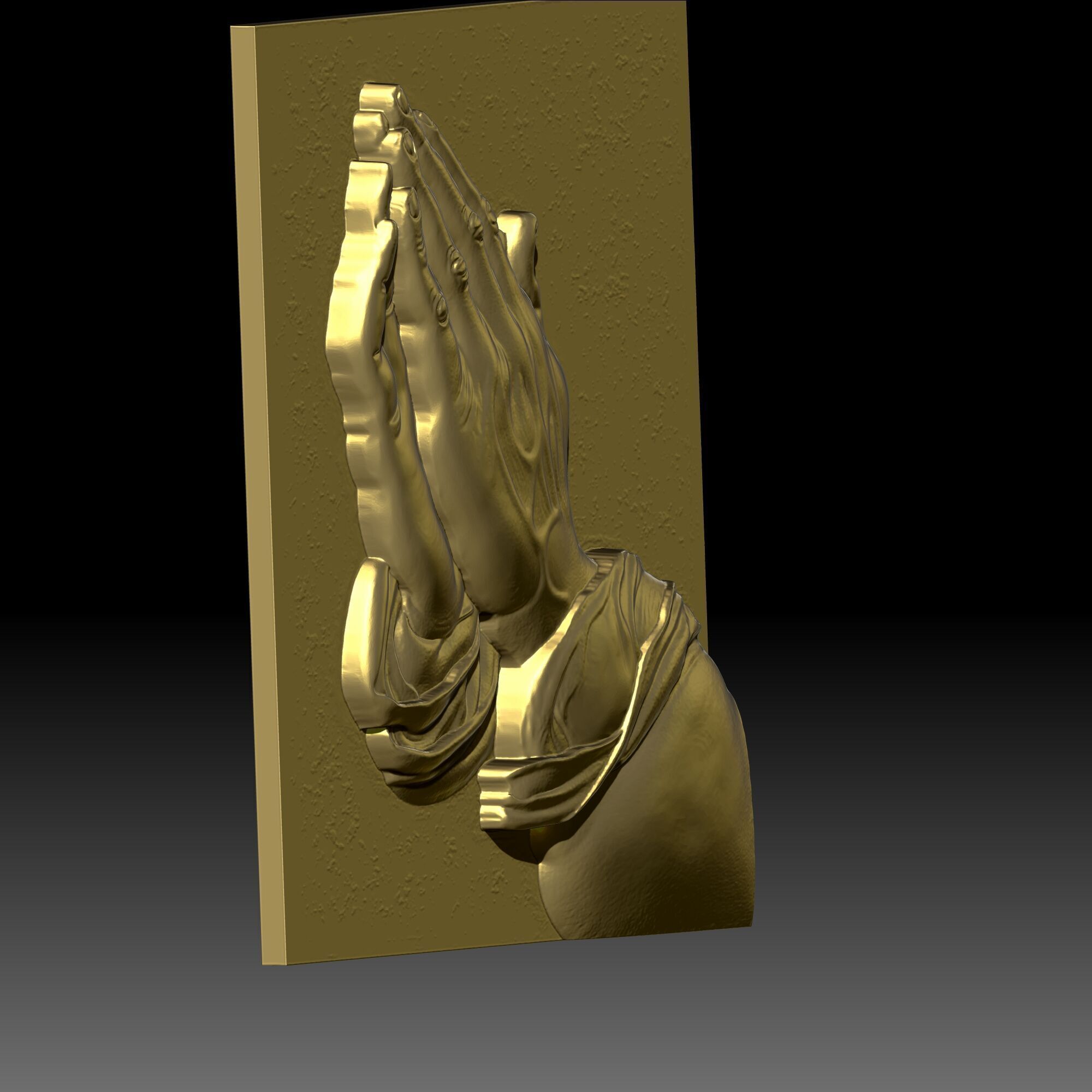 Praying Hands Relief Religious Plaque - Detailed Decor 3D print model_4
