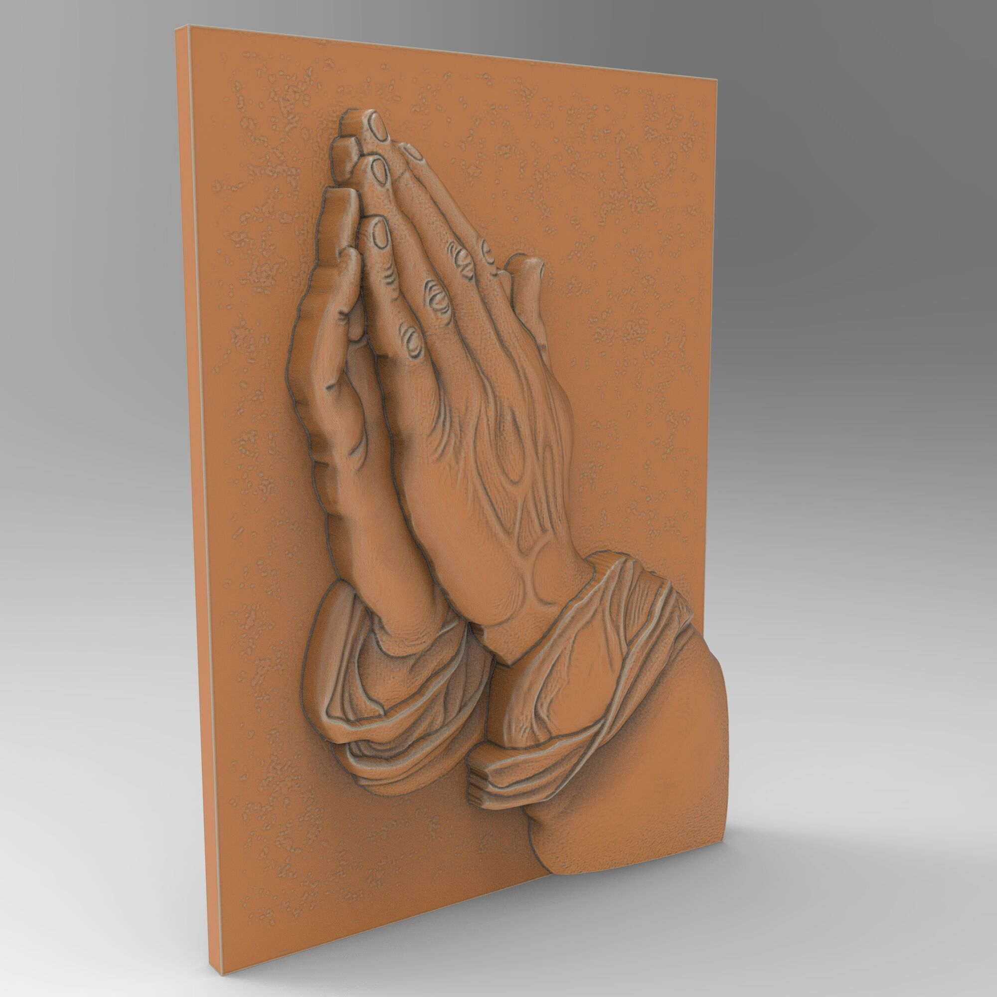 Praying Hands Relief Religious Plaque - Detailed Decor 3D print model_1