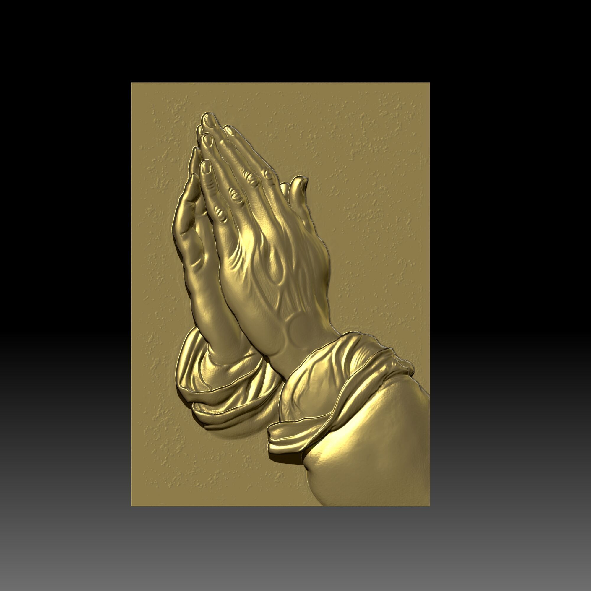 Praying Hands Relief Religious Plaque - Detailed Decor 3D print model_3