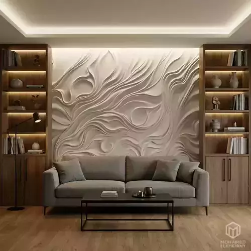 modern panel wall decor set relief stl mural CNC 188 3D model