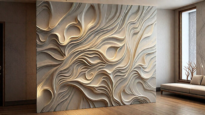 modern panel wall decor set relief stl mural CNC 188  3D model 6