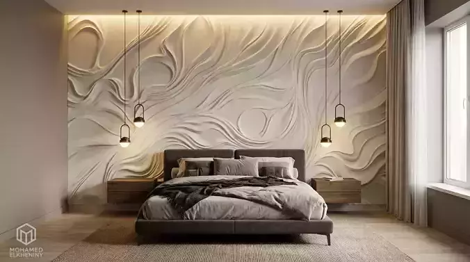 modern panel wall decor set relief stl mural CNC 188  3D model 3